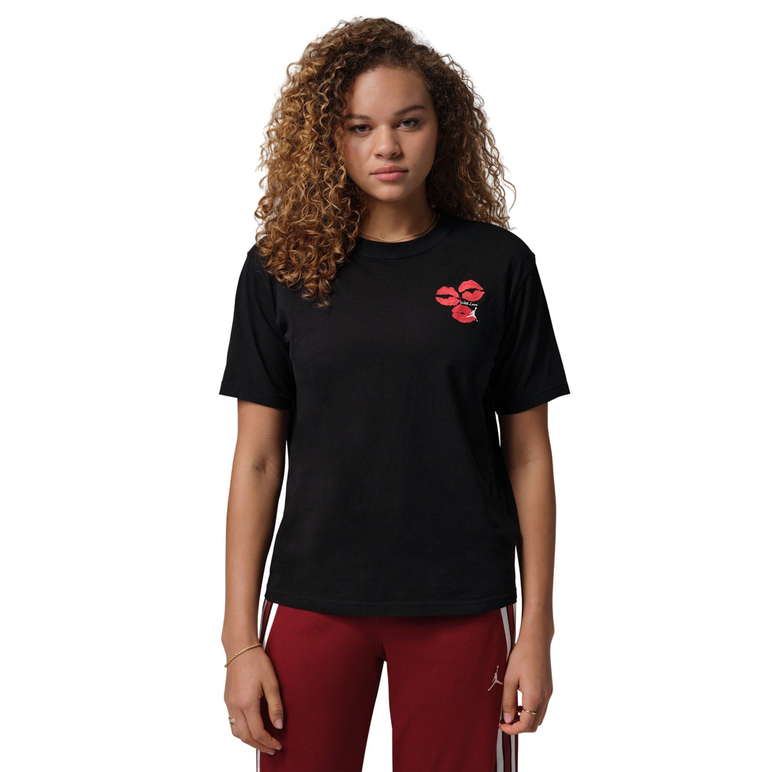 Jordan Women's Flight Short-Sleeve Graphic Kiss T-Shirt - Black - BLACK Thumbnail View 1