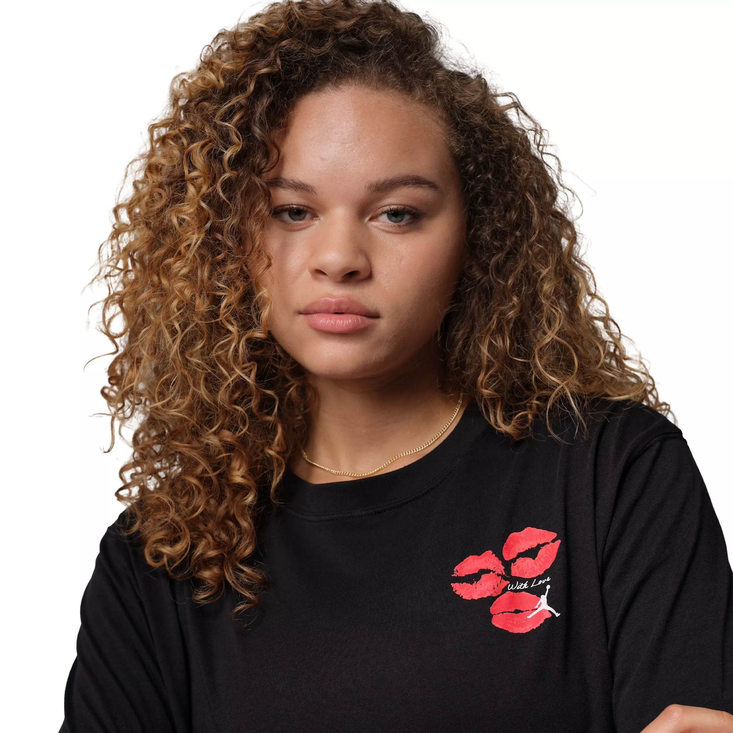 Jordan Women's Flight Short-Sleeve Graphic Kiss T-Shirt - Black - BLACK
