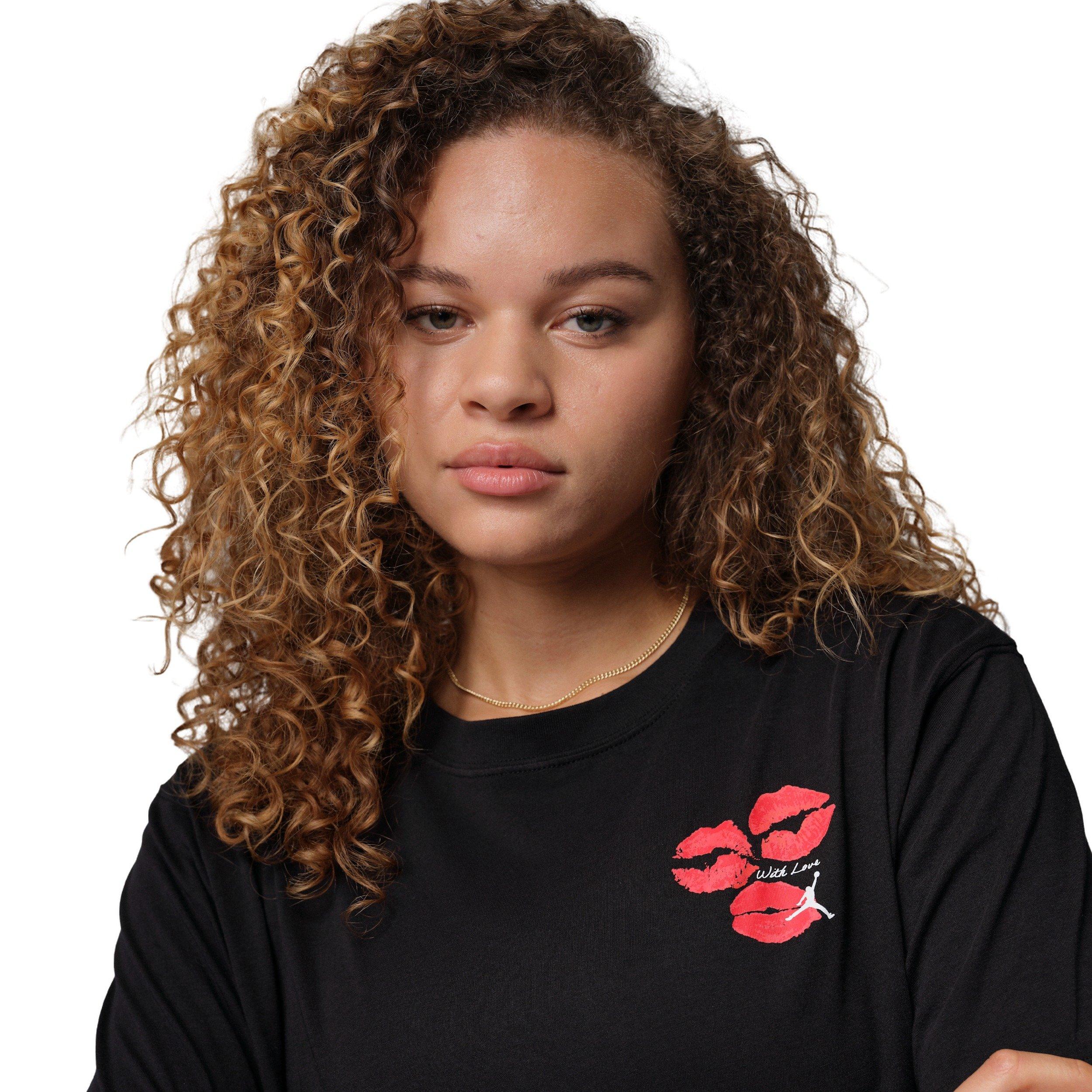 Jordan Women's Flight Short-Sleeve Graphic Kiss T-Shirt -Black - BLACK Thumbnail View 3