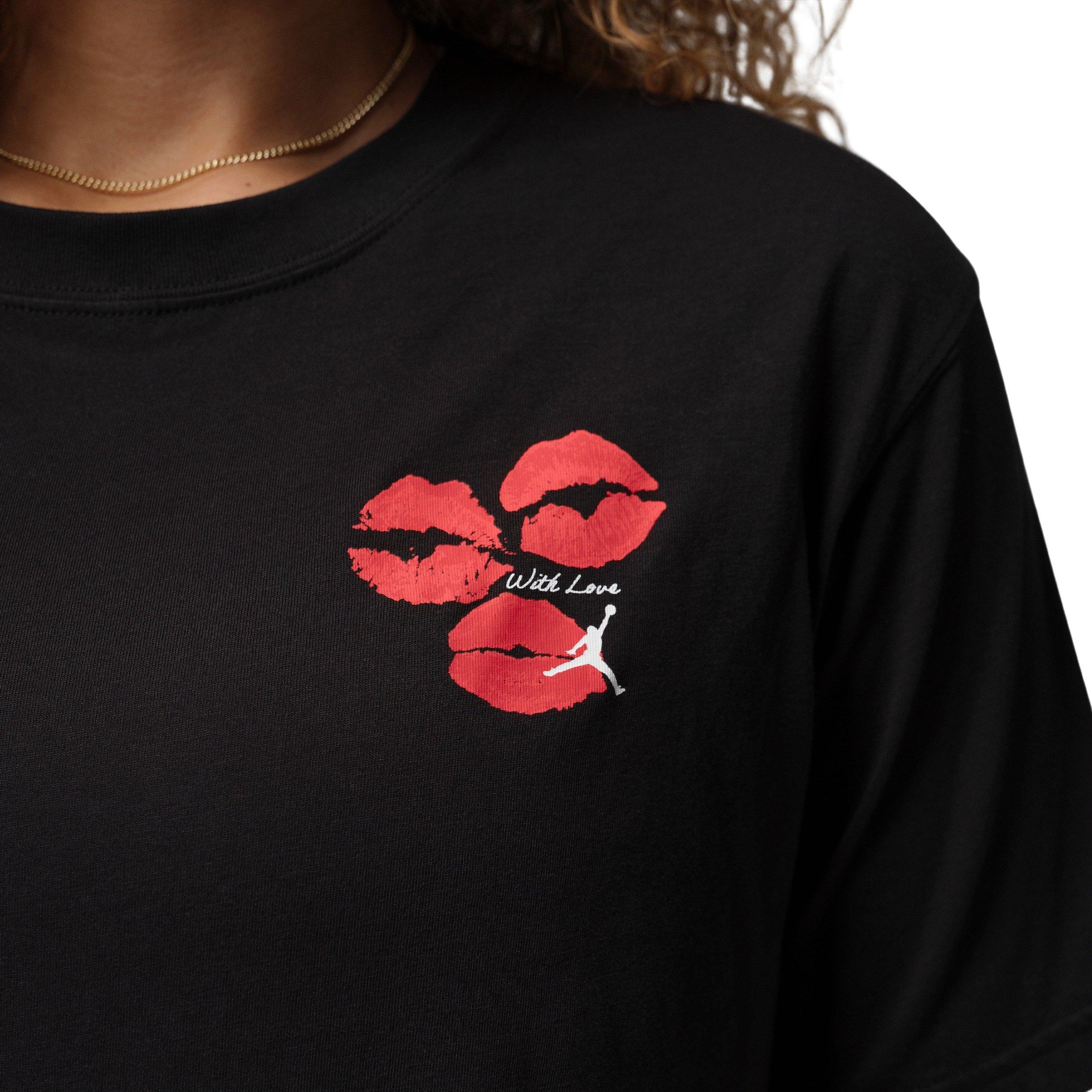 Jordan Women's Flight Short-Sleeve Graphic Kiss T-Shirt - Black - BLACK Thumbnail View 4