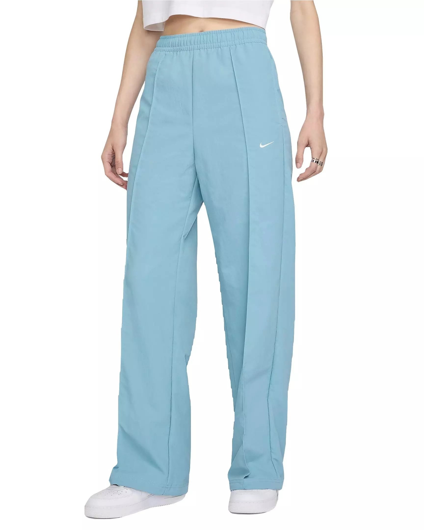 Nike Women's Sportswear Everything Wovens Mid-Rise Open-Hem Pants - BLUE