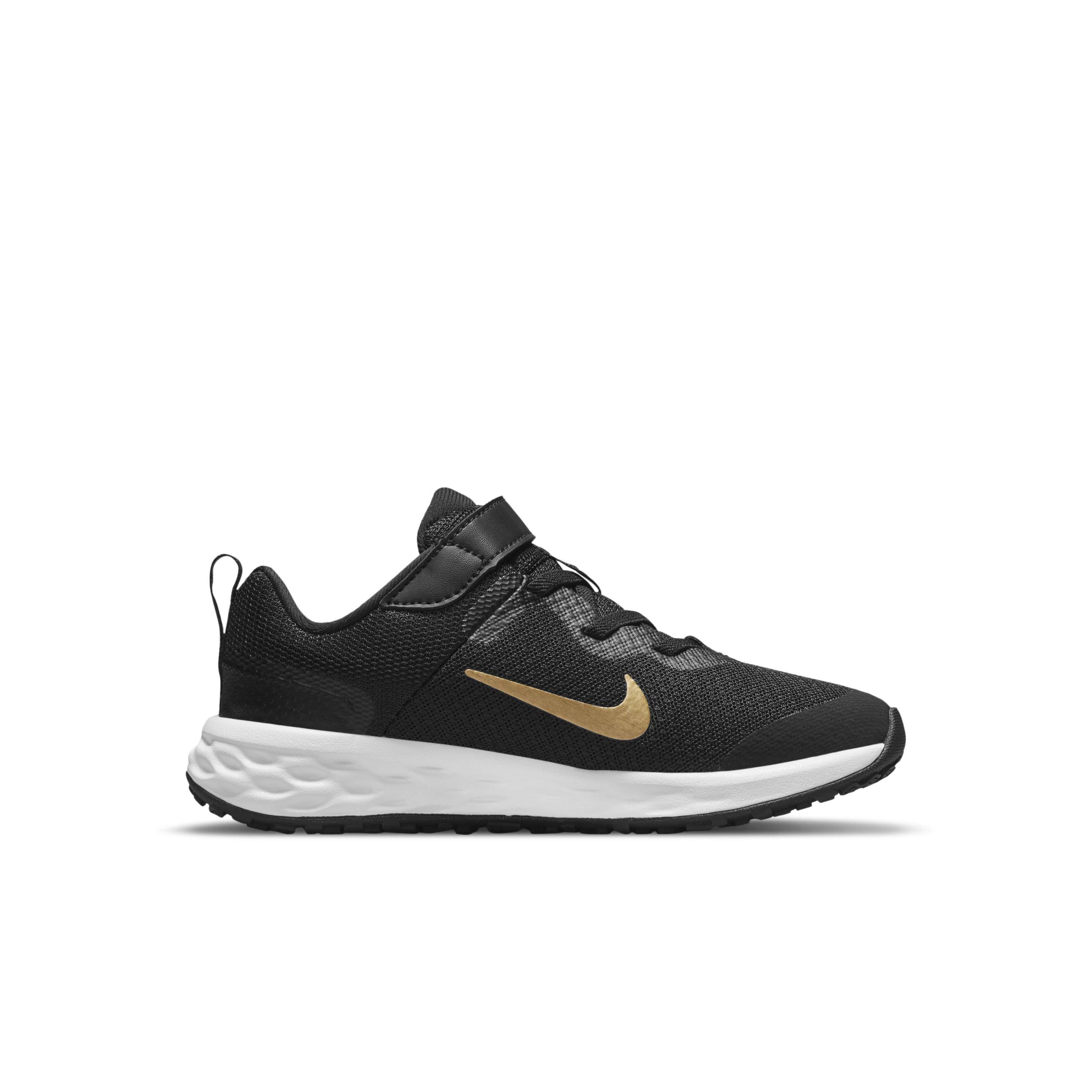 Nike Revolution 6 "Black/White/Metallic Gold" Preschool Boys' Running Shoe - BLACK Thumbnail View 1