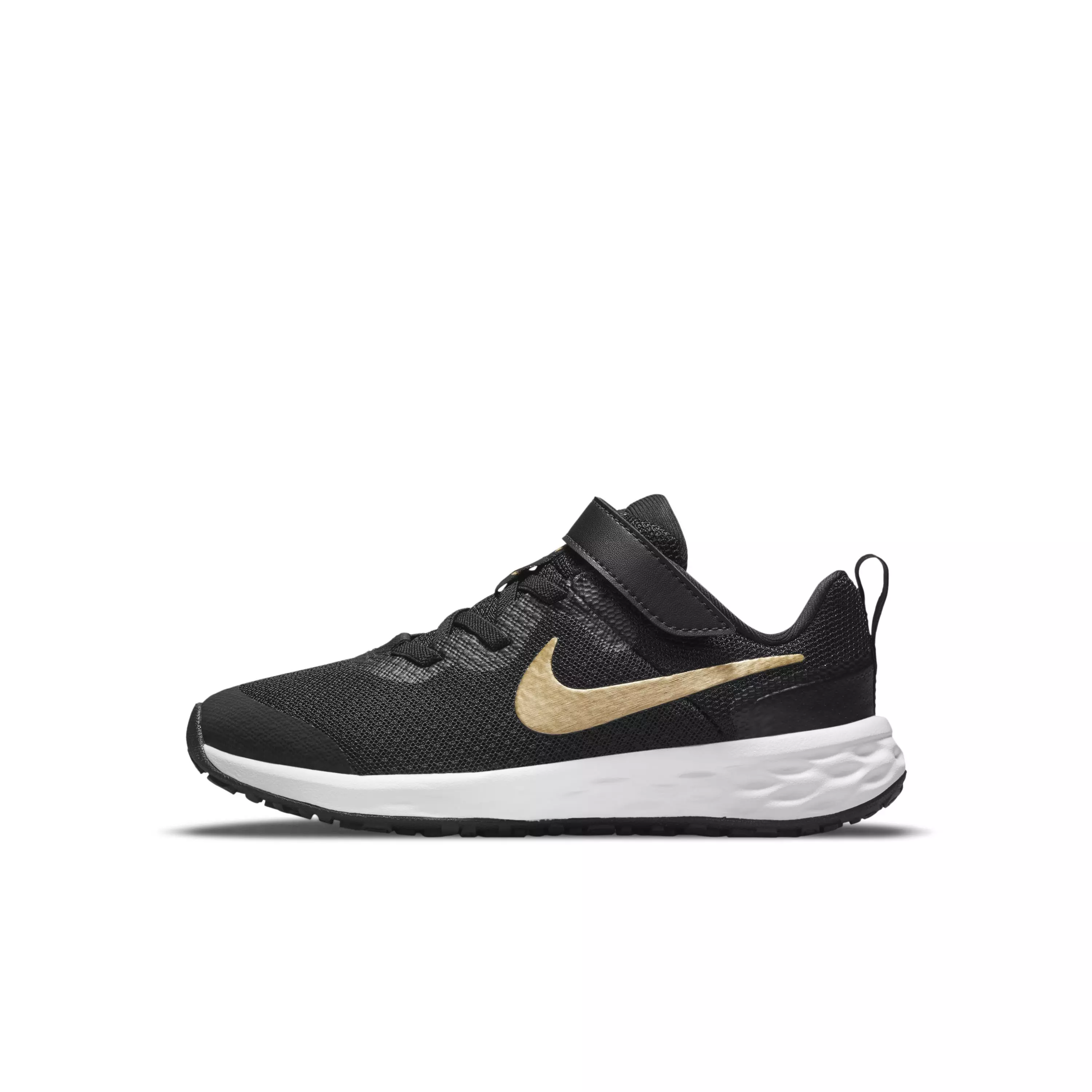 Nike Revolution 6 "Black/White/Metallic Gold" Preschool Boys' Running Shoe - BLACK