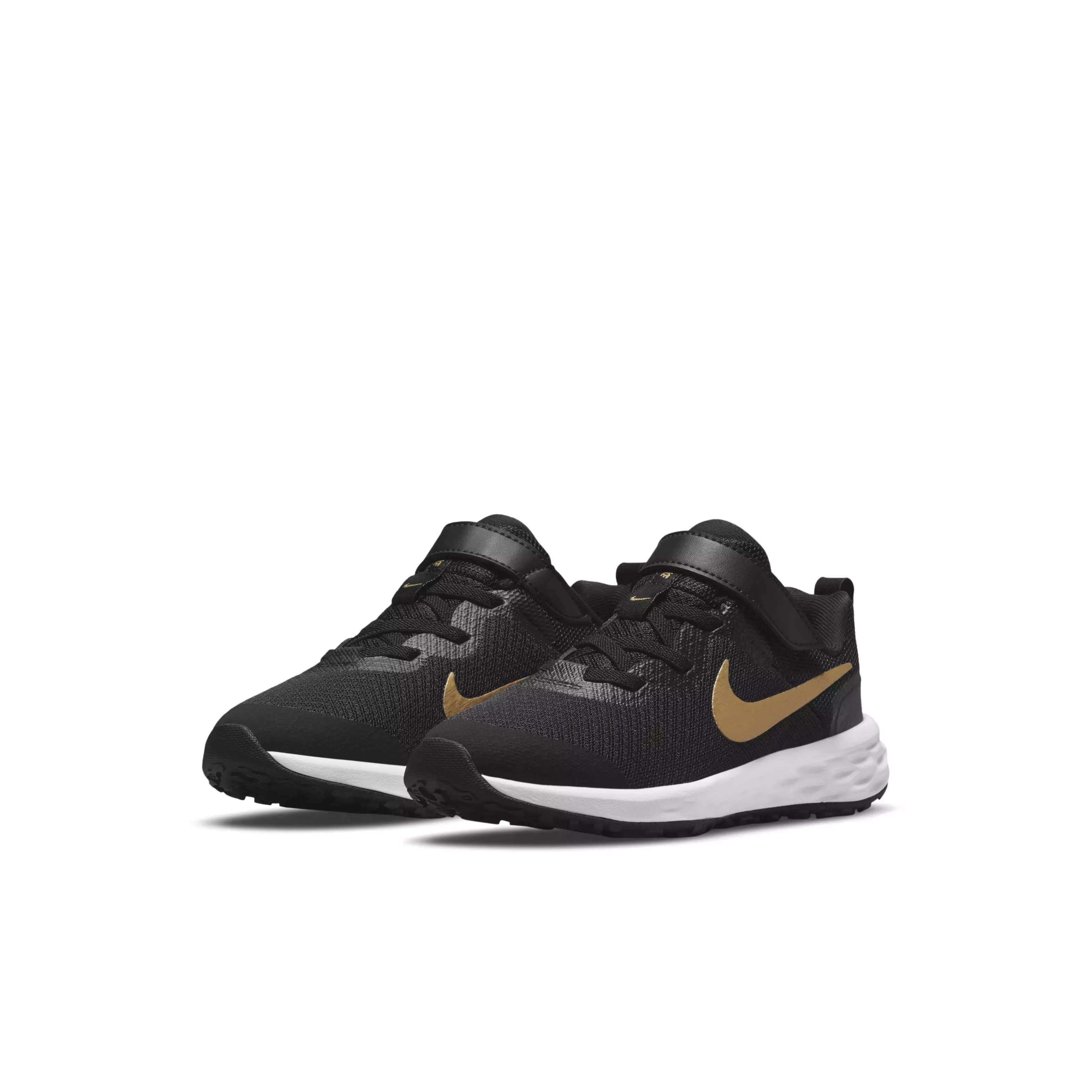 Nike Revolution 6 "Black/White/Metallic Gold" Preschool Boys' Running Shoe - BLACK