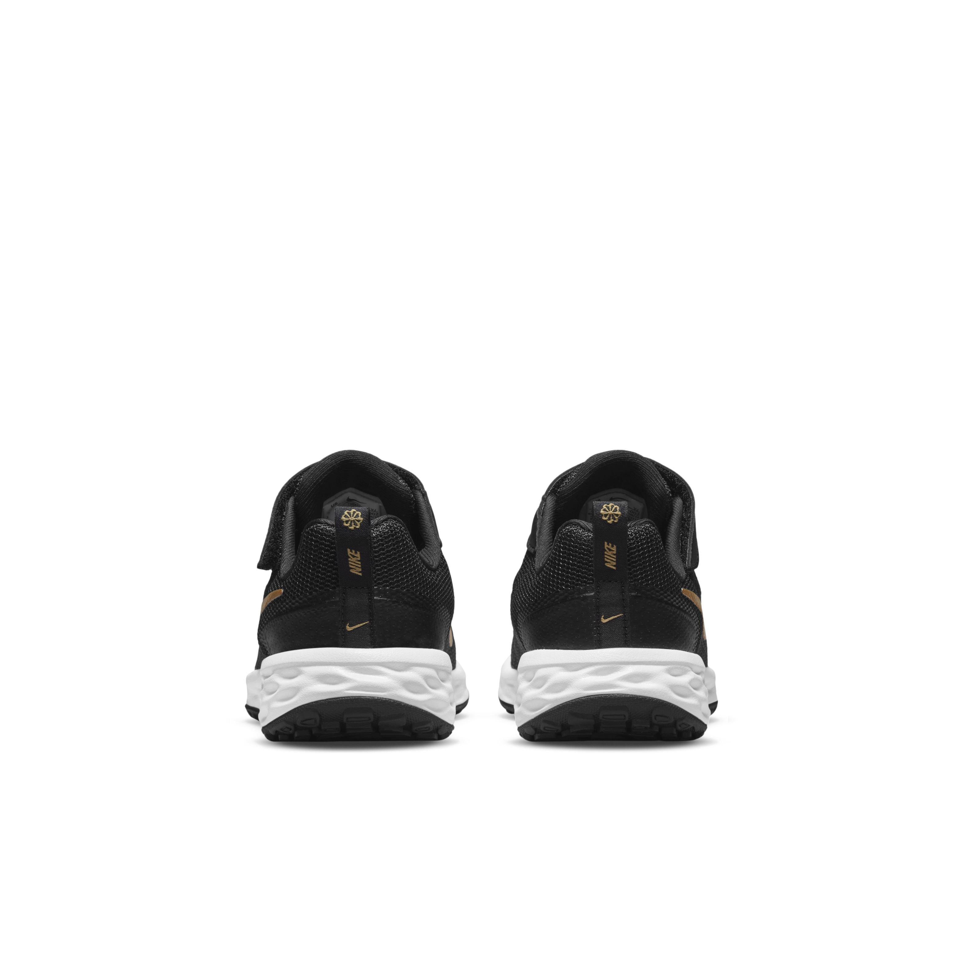 Nike Revolution 6 "Black/White/Metallic Gold" Preschool Boys' Running Shoe - BLACK Thumbnail View 5