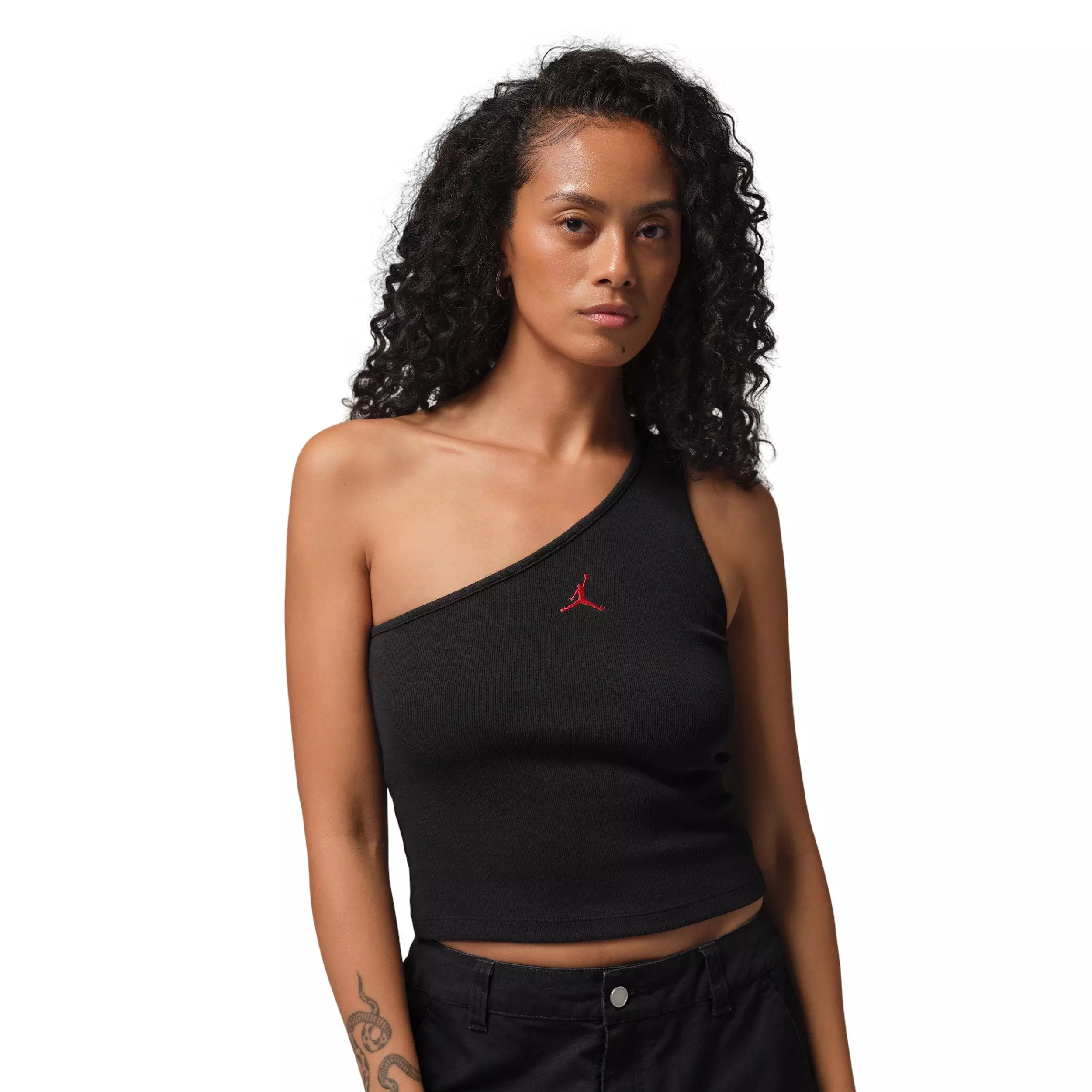 Jordan Women's Flight Asymmetrical Solid D2N Tank Top -Black - BLACK