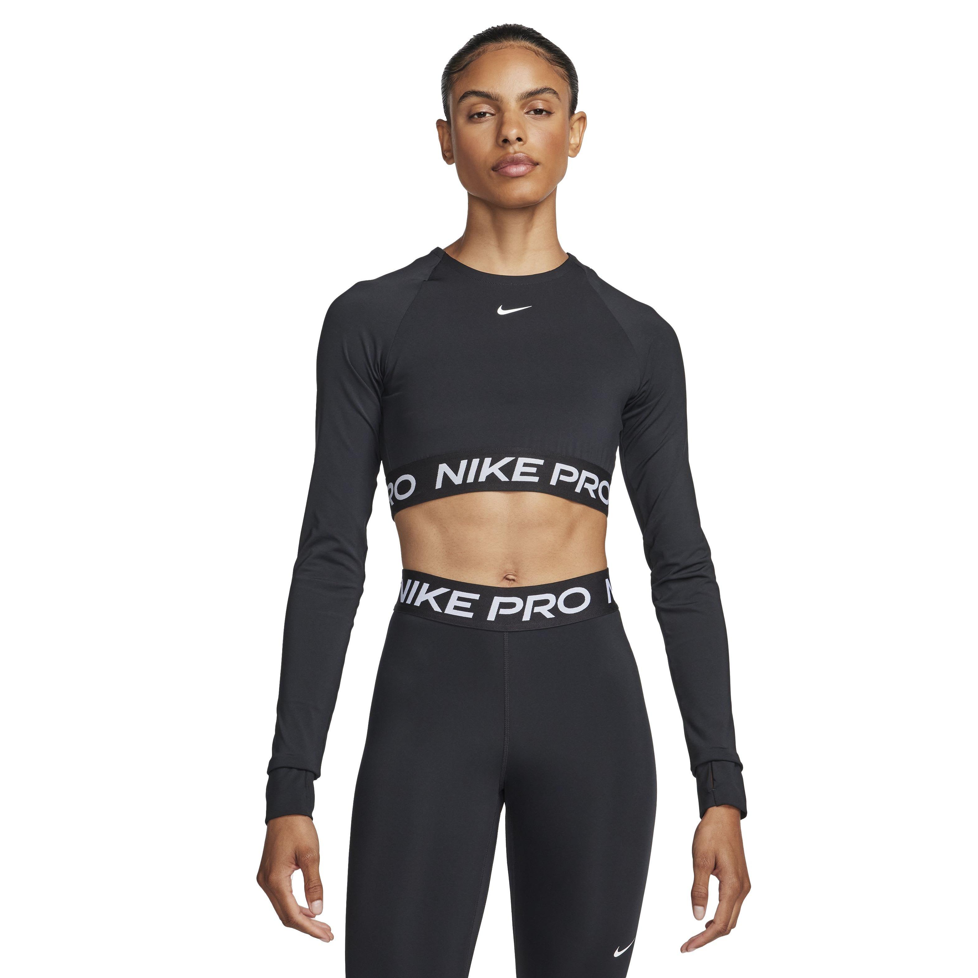 Nike Women's Pro Dri-FIT Cropped Long Sleeve Top - BLACK Thumbnail View 1