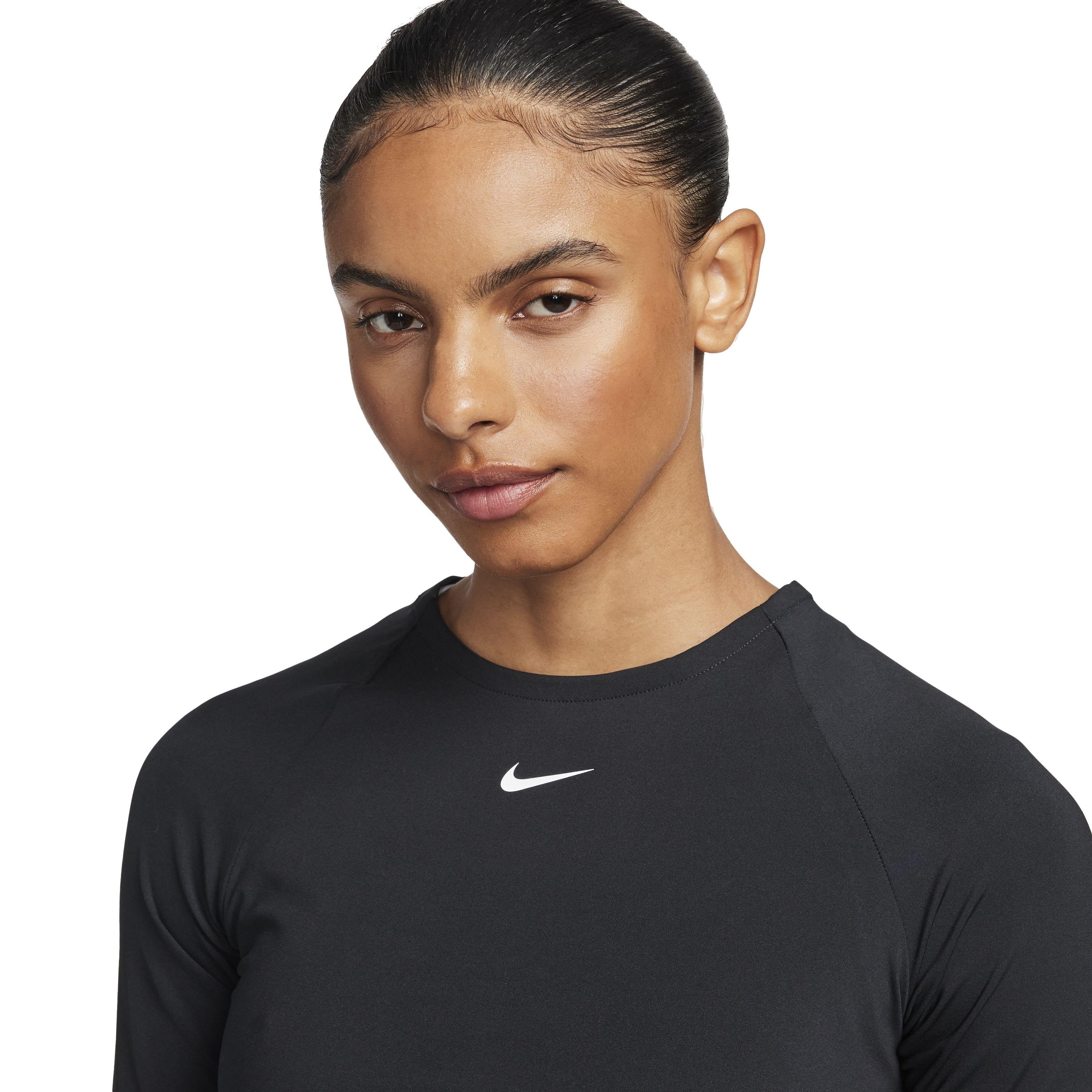 Nike Women's Pro Dri-FIT Cropped Long Sleeve Top - BLACK Thumbnail View 3