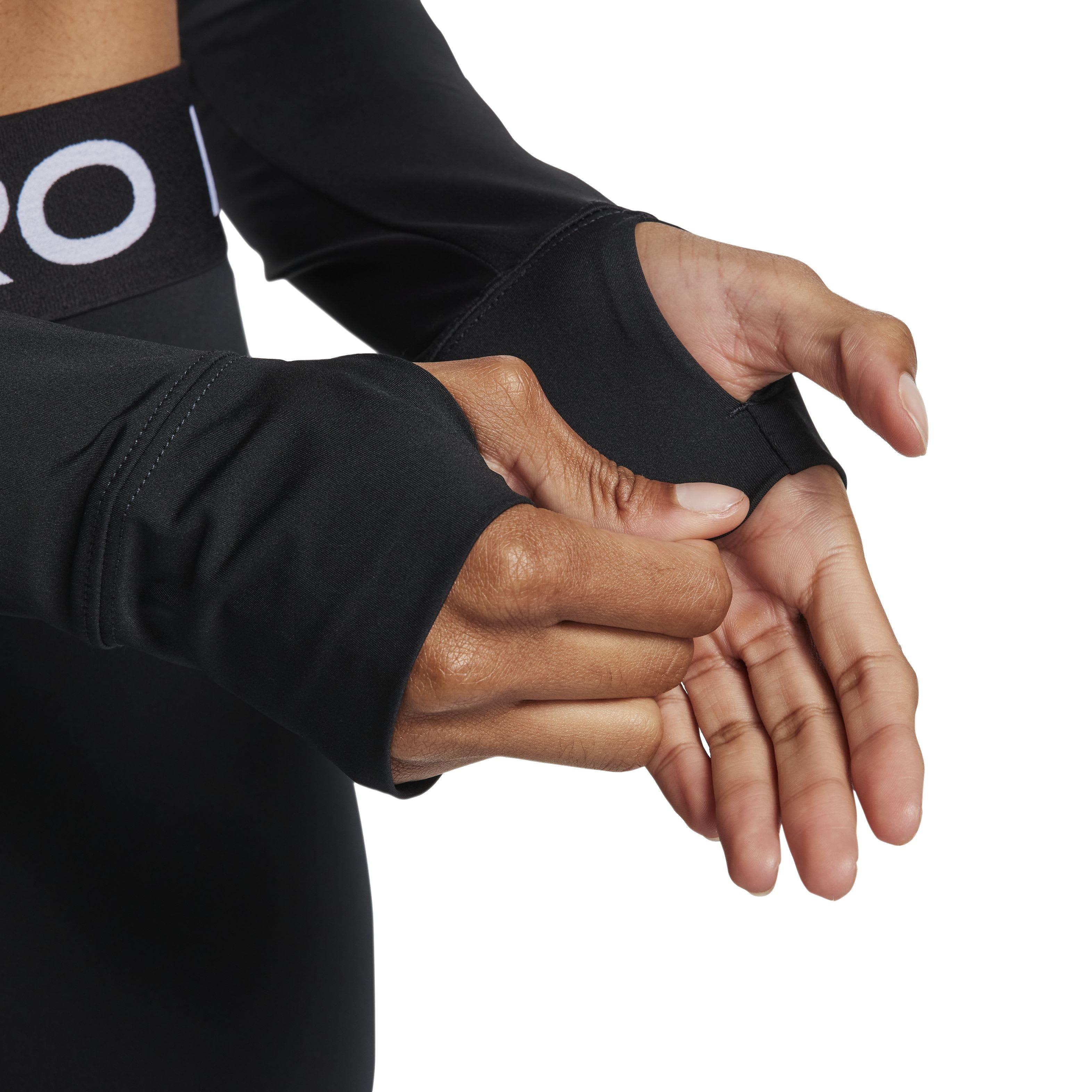 Nike Women's Pro Dri-FIT Cropped Long Sleeve Top - BLACK Thumbnail View 4