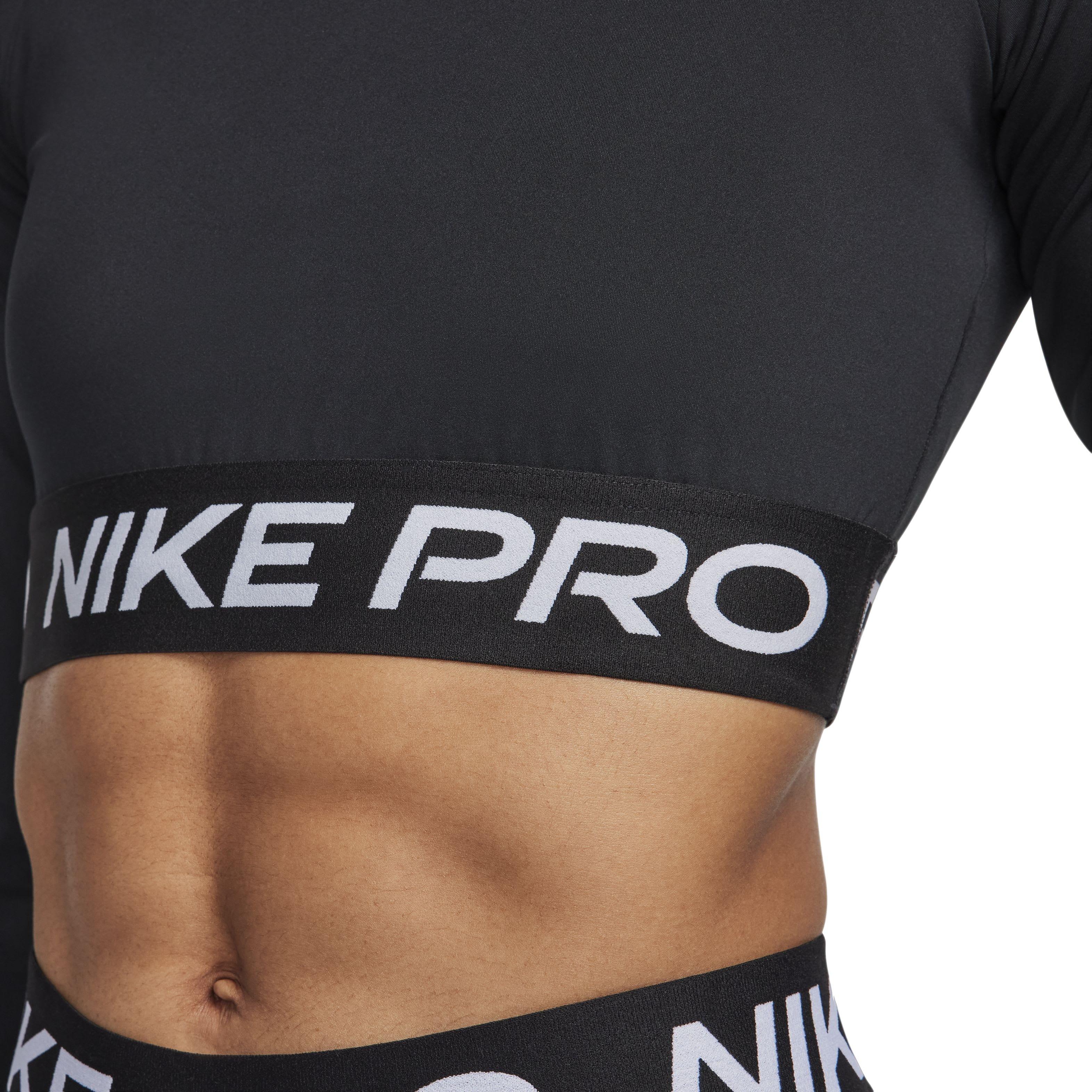 Nike Women's Pro Dri-FIT Cropped Long Sleeve Top - BLACK Thumbnail View 5