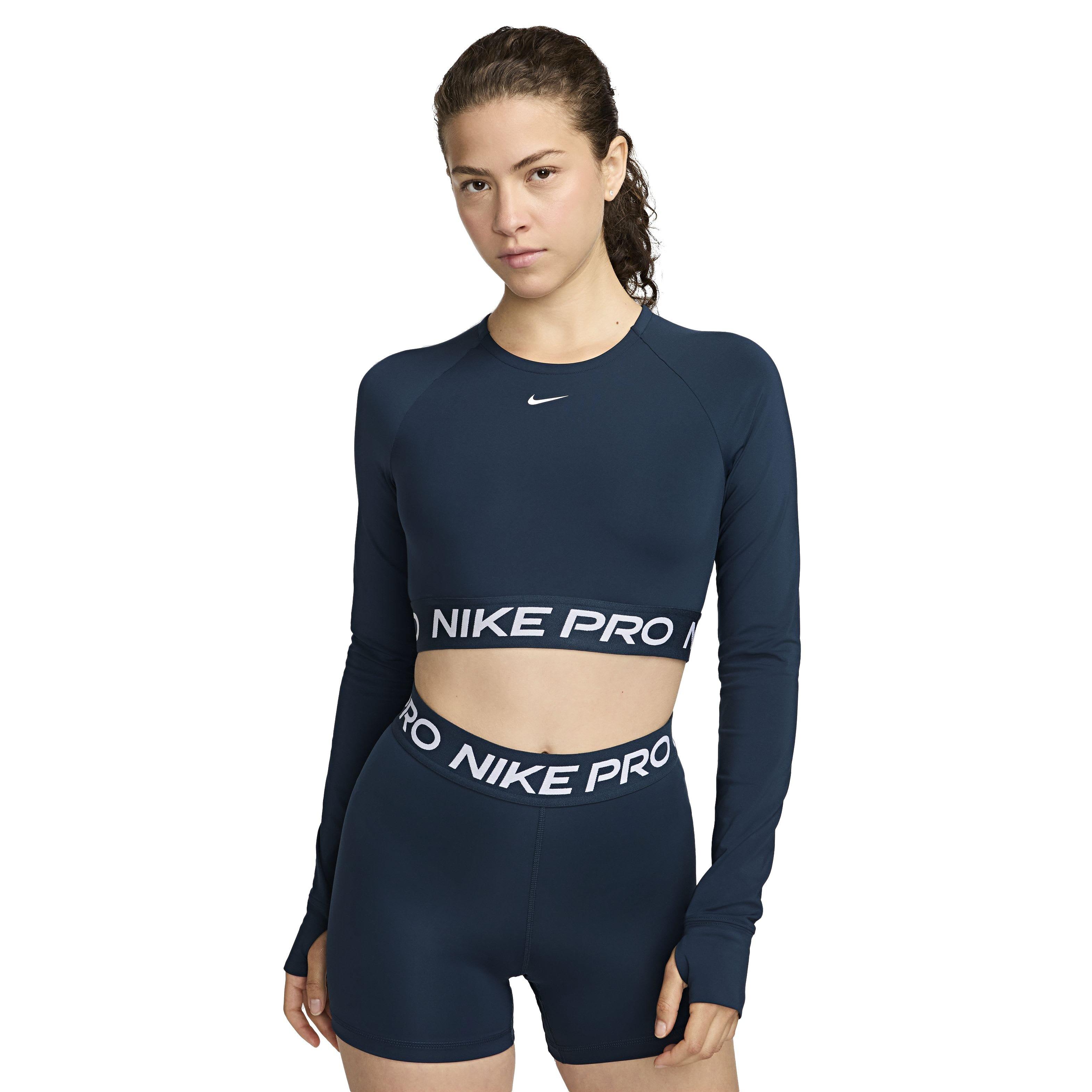 Nike Women's Pro Dri-FIT Cropped Long Sleeve Top - DARK BLUE Thumbnail View 1