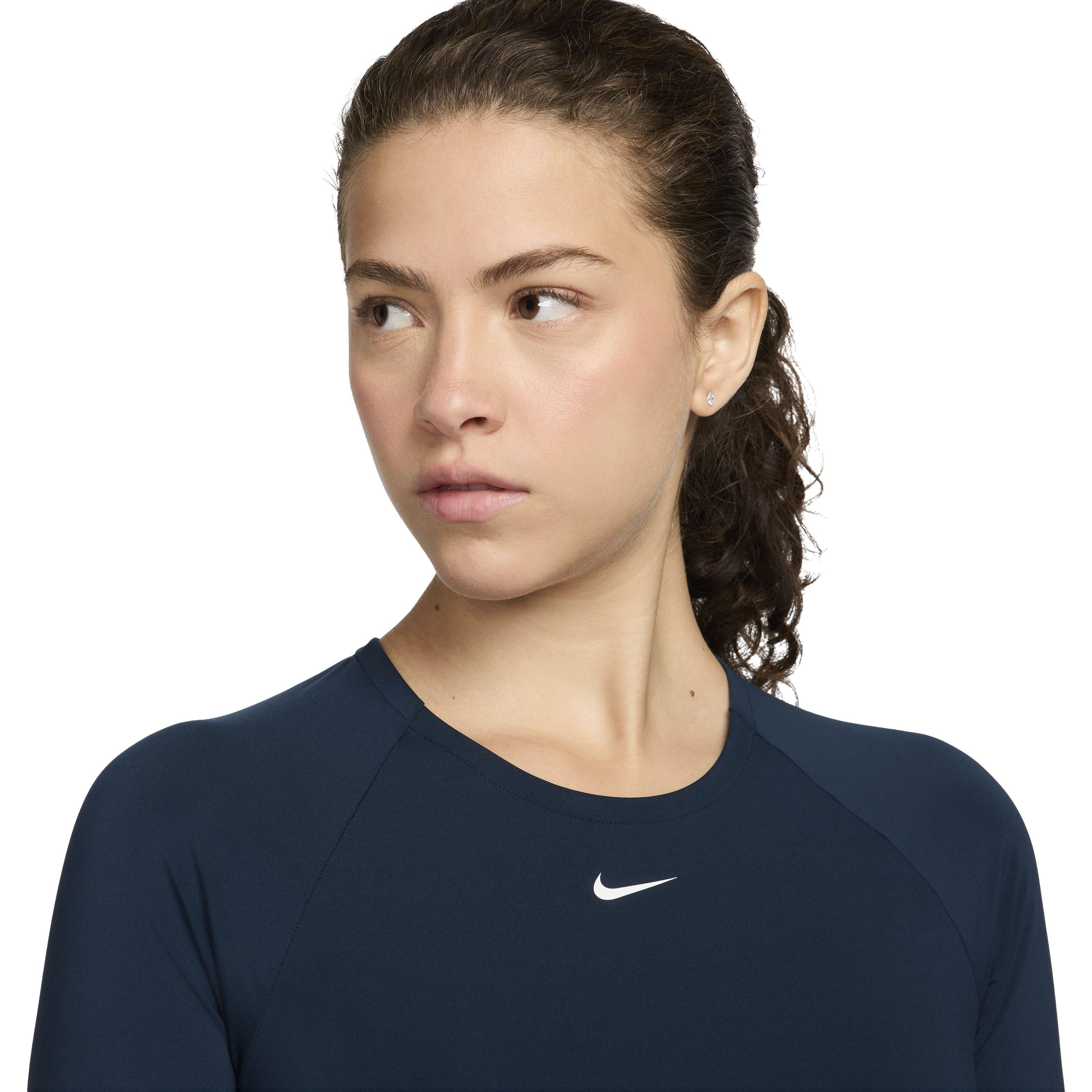 Nike Women's Pro Dri-FIT Cropped Long Sleeve Top - DARK BLUE Thumbnail View 3