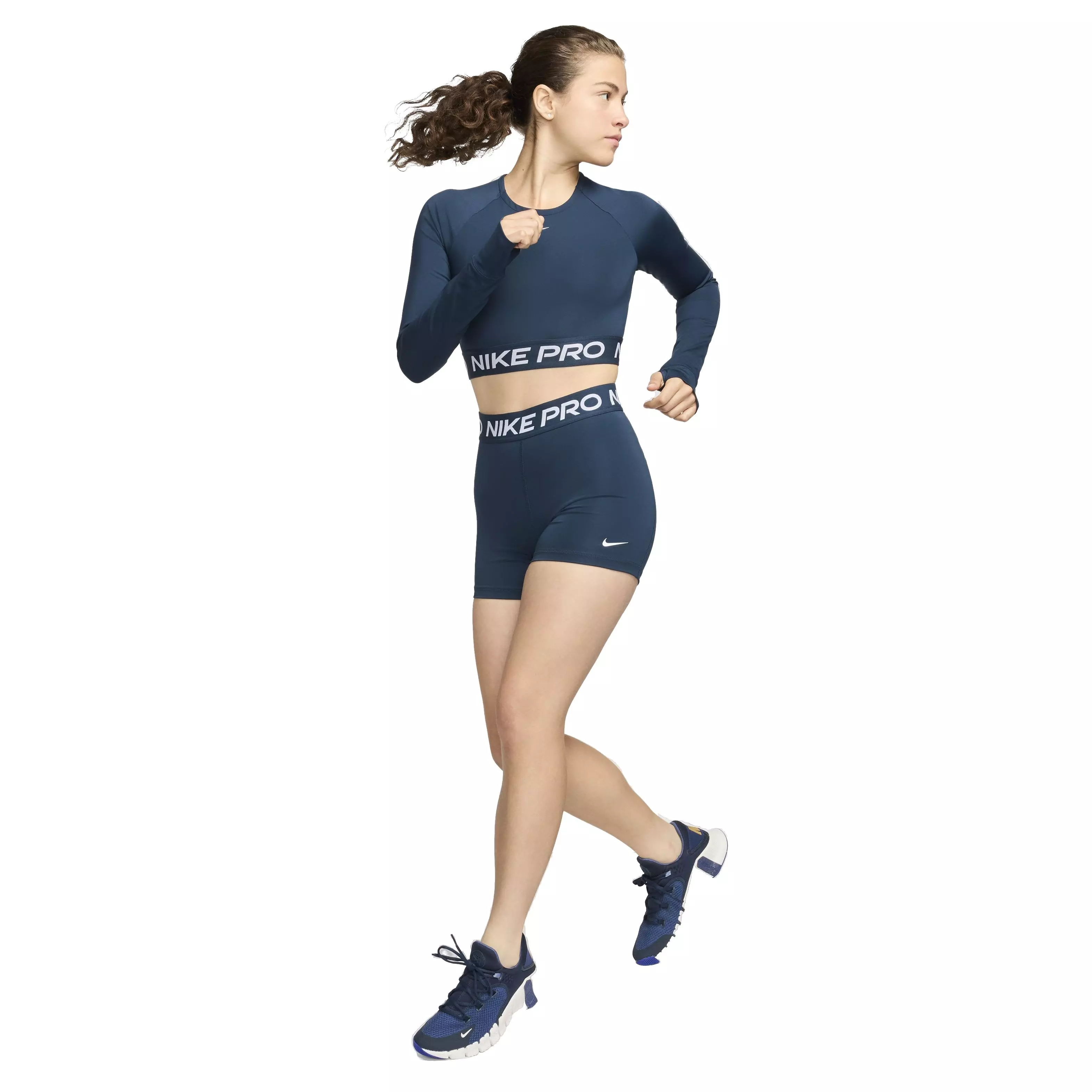 Nike Women's Pro Dri-FIT Cropped Long Sleeve Top - DARK BLUE