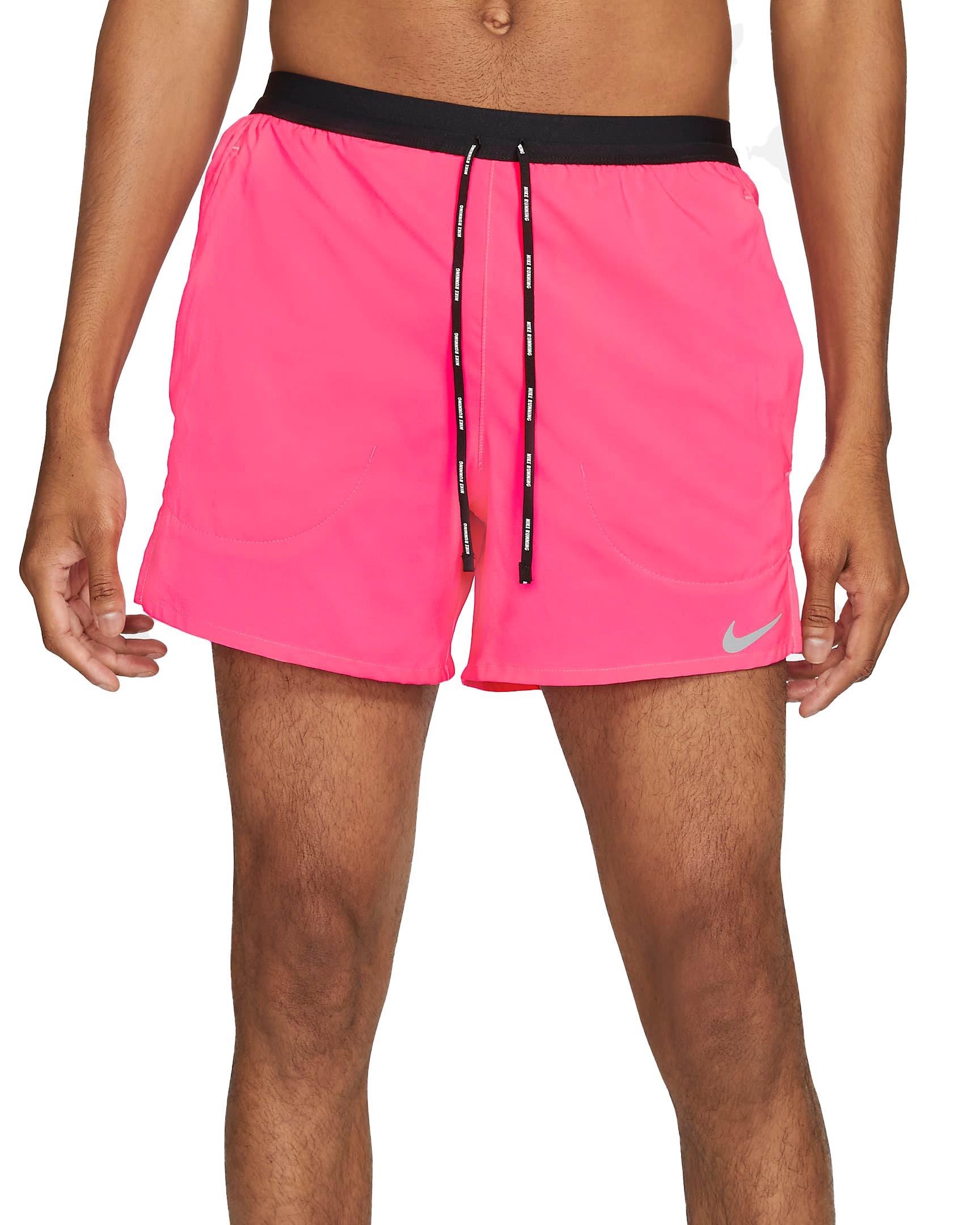 Men's Fleece Sweat Shorts Two Side Pockets Drawstring Solid Shorts Pink XL