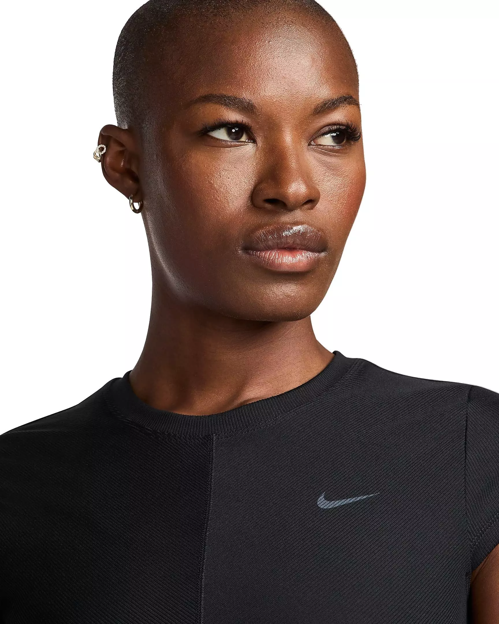 Nike Women's One Fitted Rib Dri-FIT Short Sleeve Cropped Top - BLACK