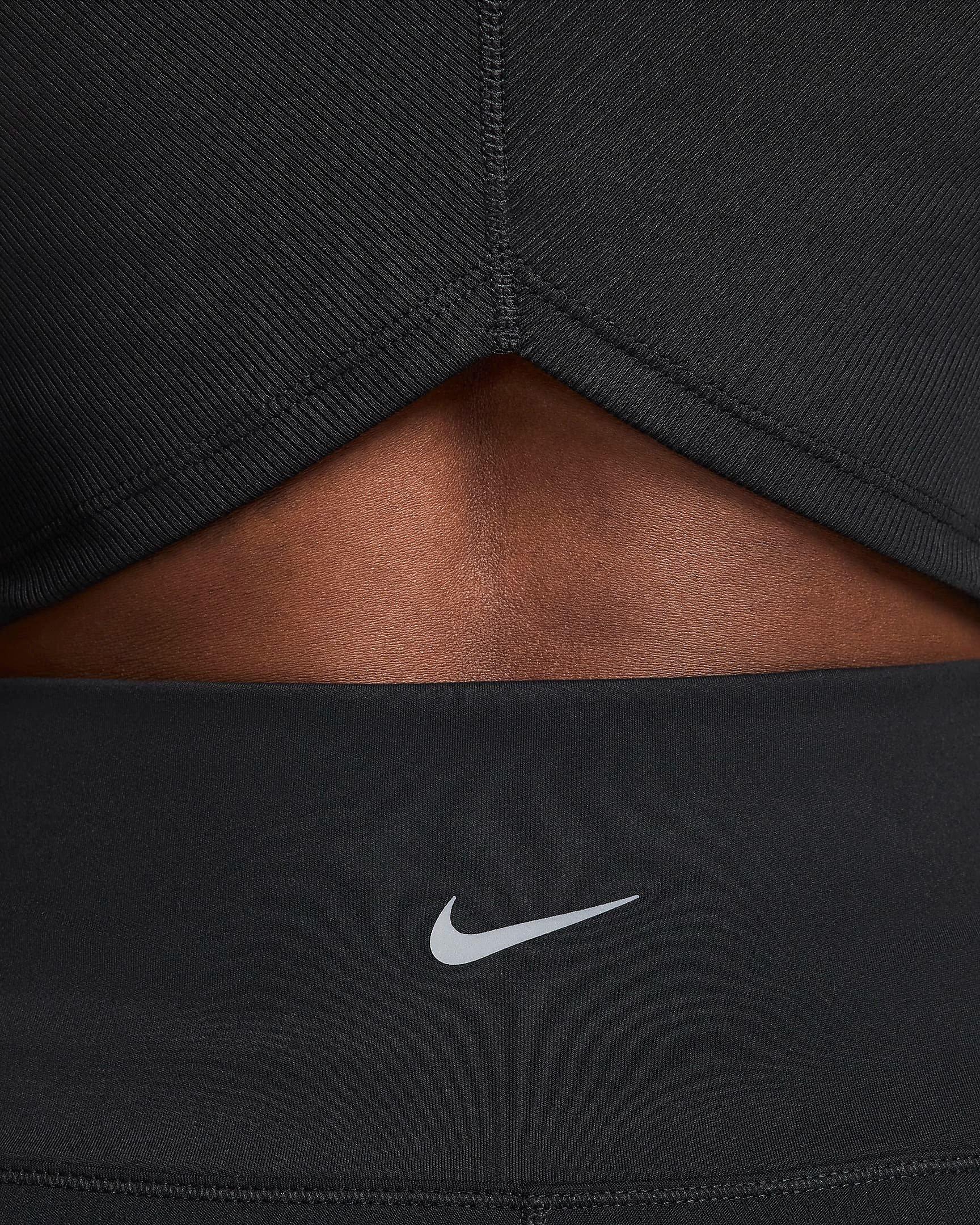 Nike Women's One Fitted Rib Dri-FIT Short Sleeve Cropped Top - BLACK Thumbnail View 4