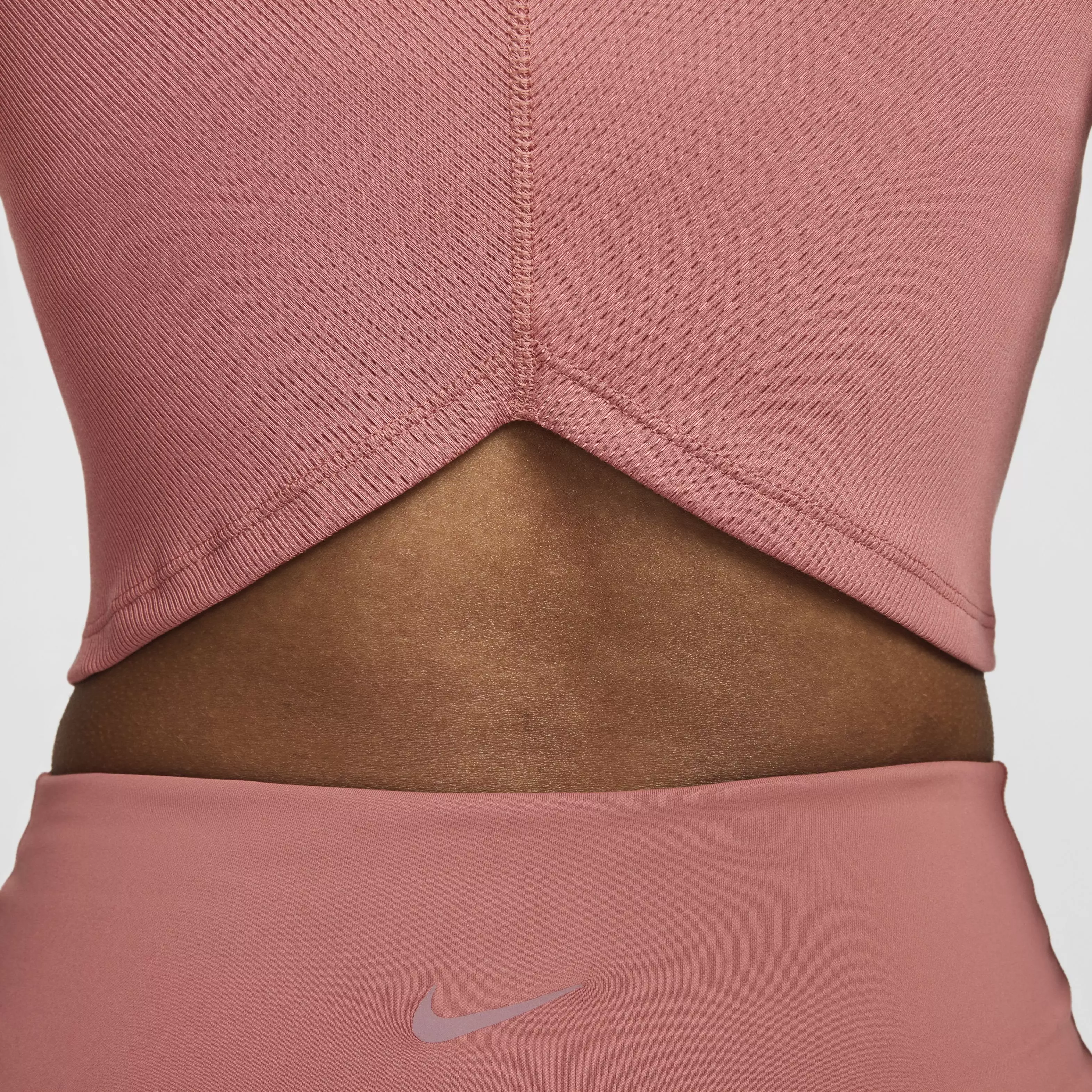 Nike Women's One Fitted Rib Dri-FIT Short Sleeve Cropped Top - PINK