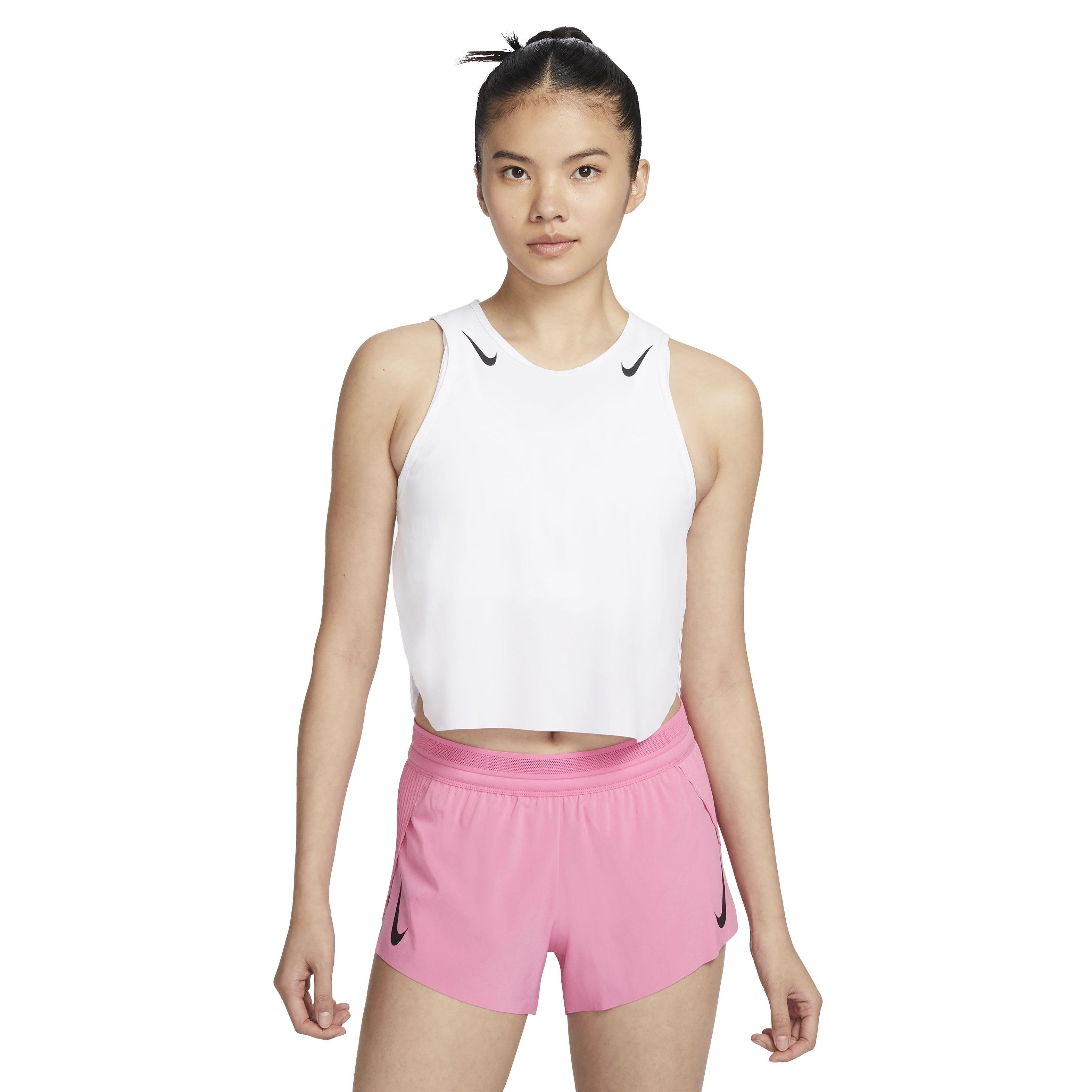 Nike Women's AeroSwift Dri-FIT ADV Cropped Running Tank - WHITE Thumbnail View 1