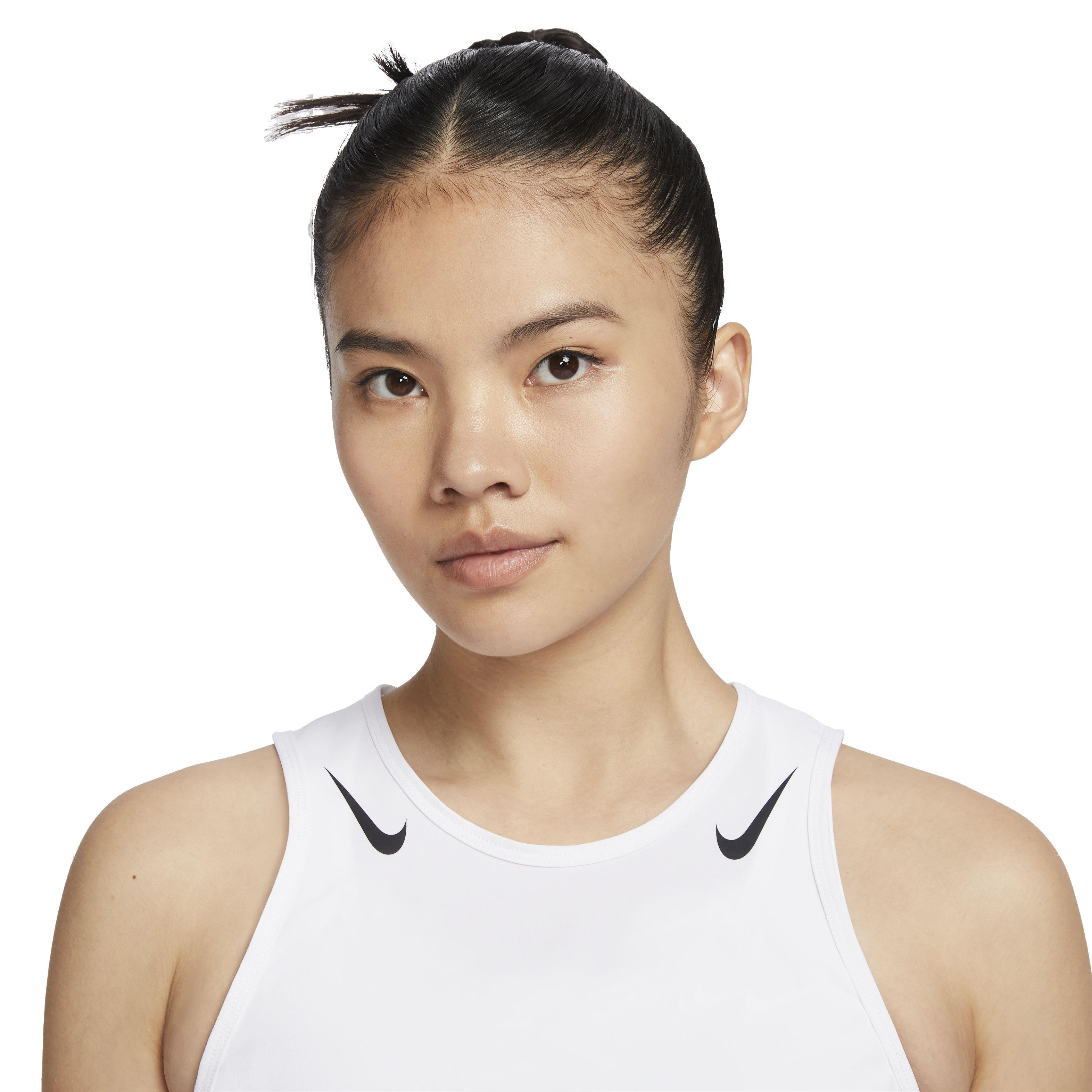 Nike Women's AeroSwift Dri-FIT ADV Cropped Running Tank - WHITE Thumbnail View 3