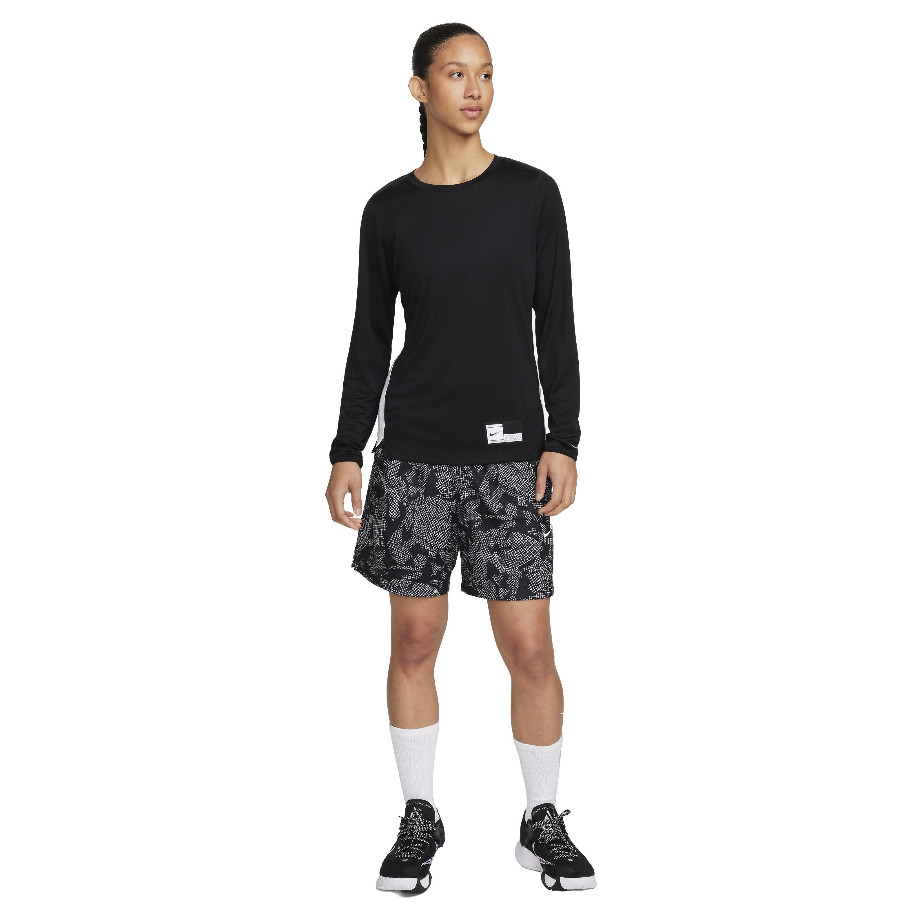 Nike Women's Dri-FIT Long Sleeve Warm-Up Basketball Top - BLACK Thumbnail View 7