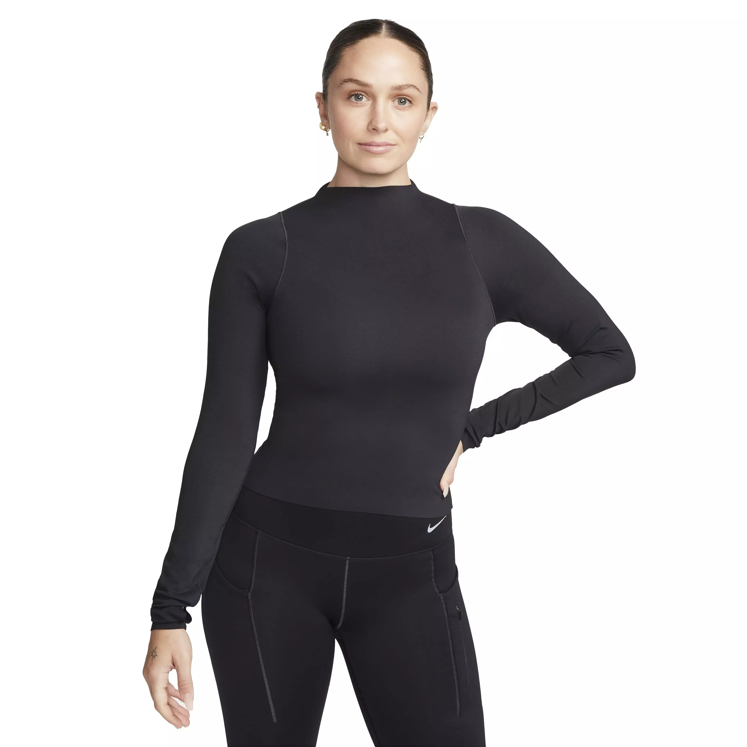Nike Women's Zenvy Dri-FIT Long Sleeve Top - BLACK