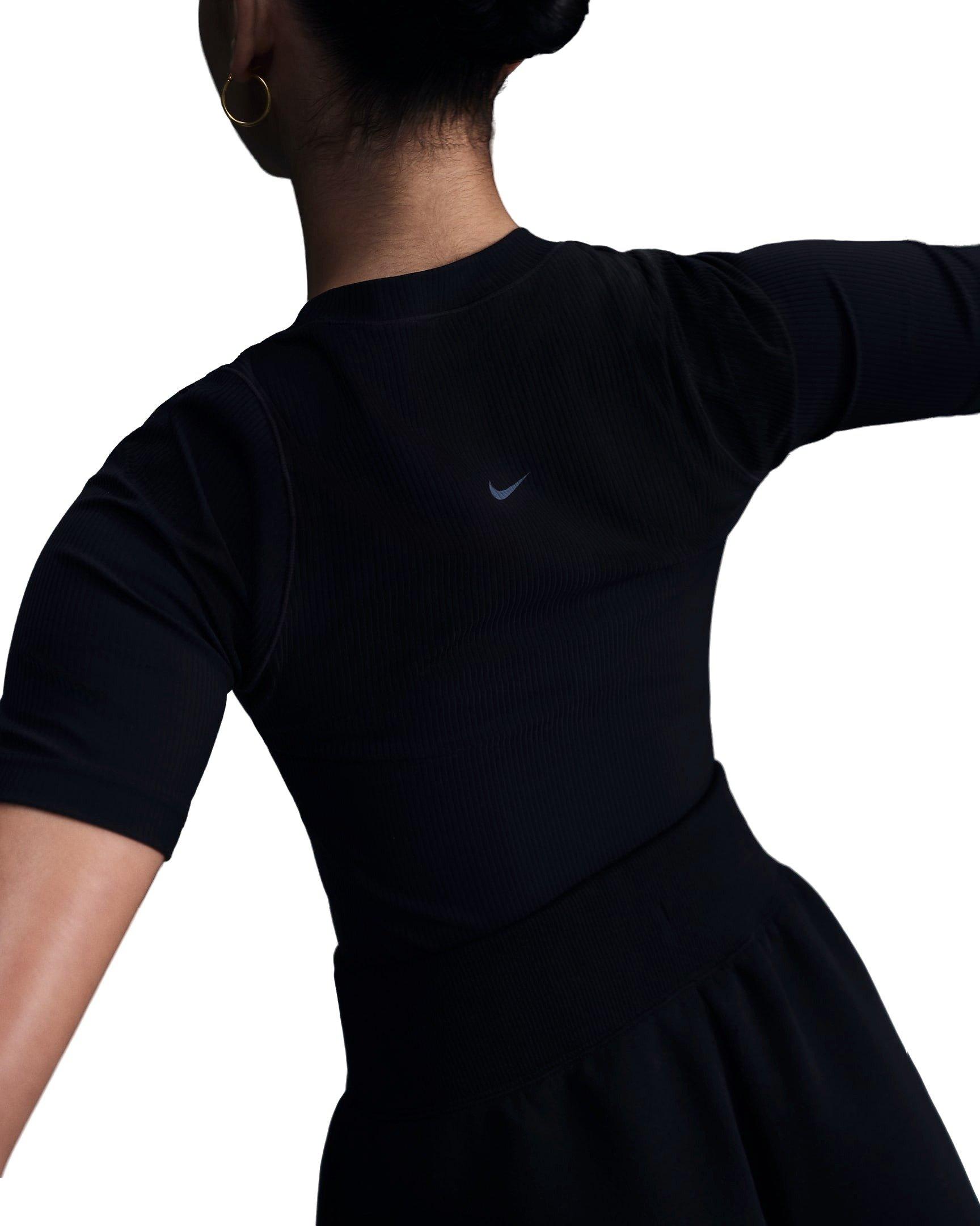Nike Women's Zenvy Rib Dri-FIT Short Sleeve Top - BLACK Thumbnail View 4