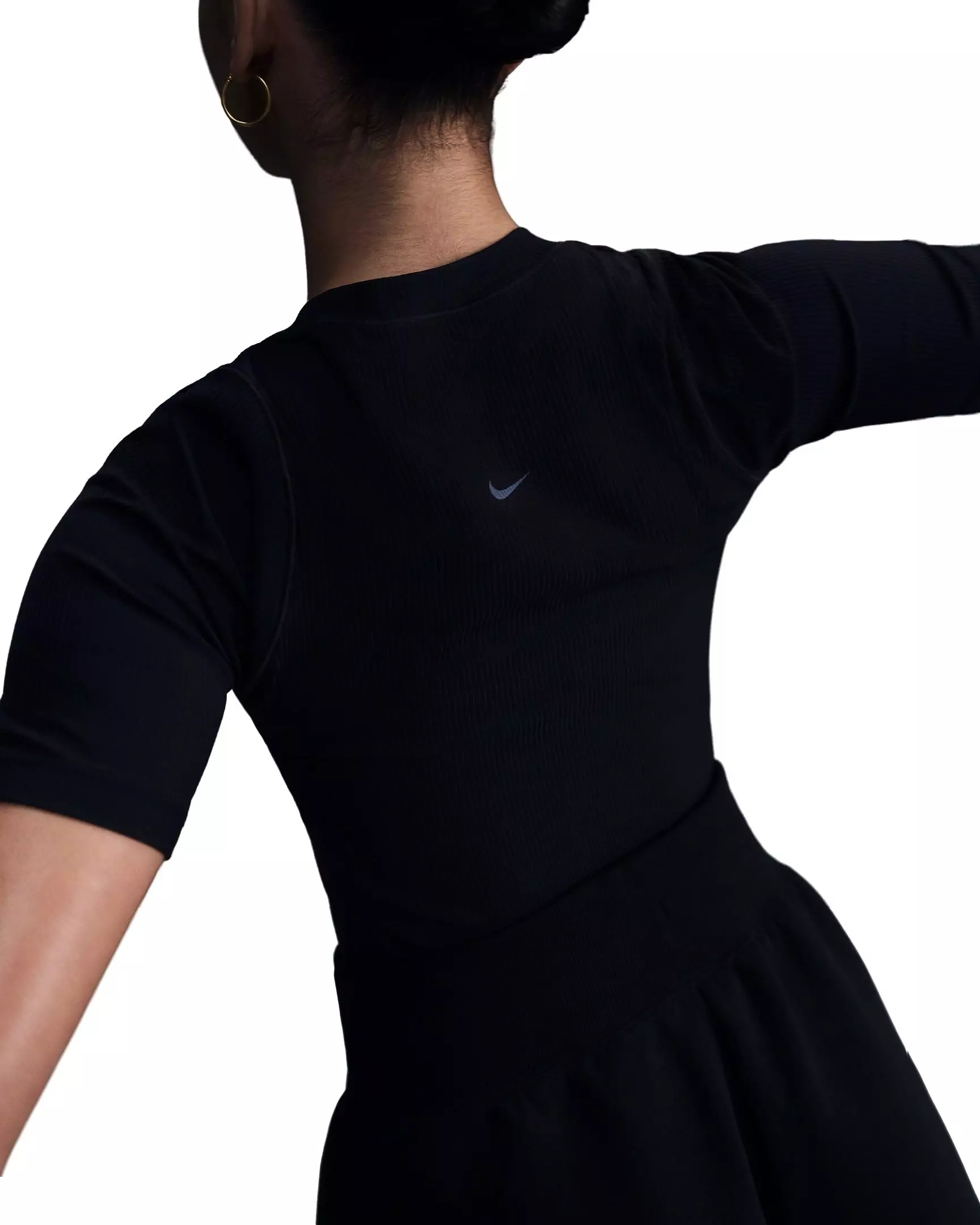 Nike Women's Zenvy Rib Dri-FIT Short Sleeve Top - BLACK