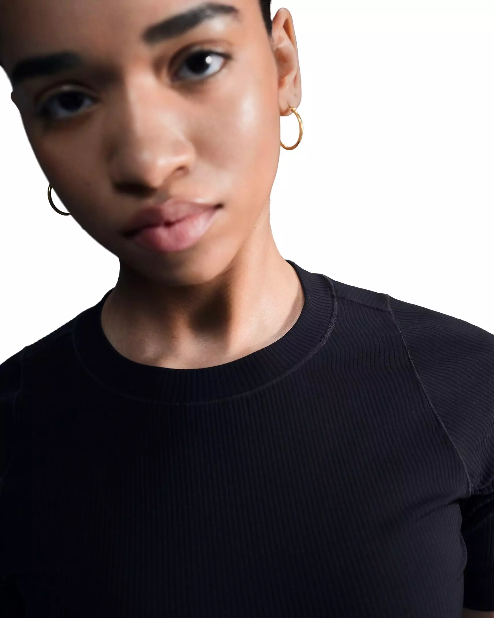 Nike Women's Zenvy Rib Dri-FIT Short Sleeve Top - BLACK