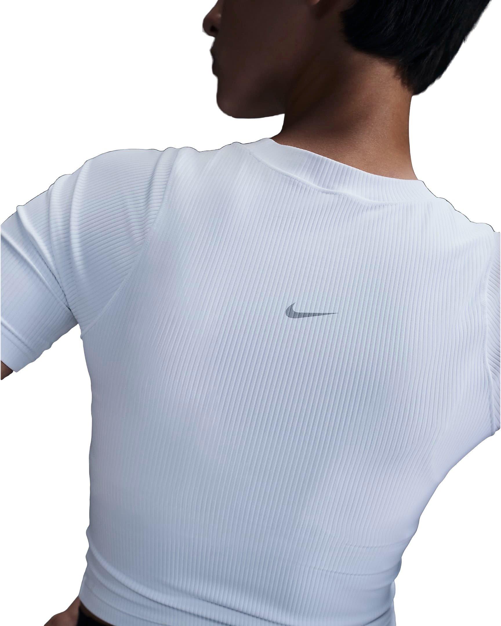 Nike Women's Zenvy Rib Dri-FIT Short Sleeve Top - WHITE Thumbnail View 4