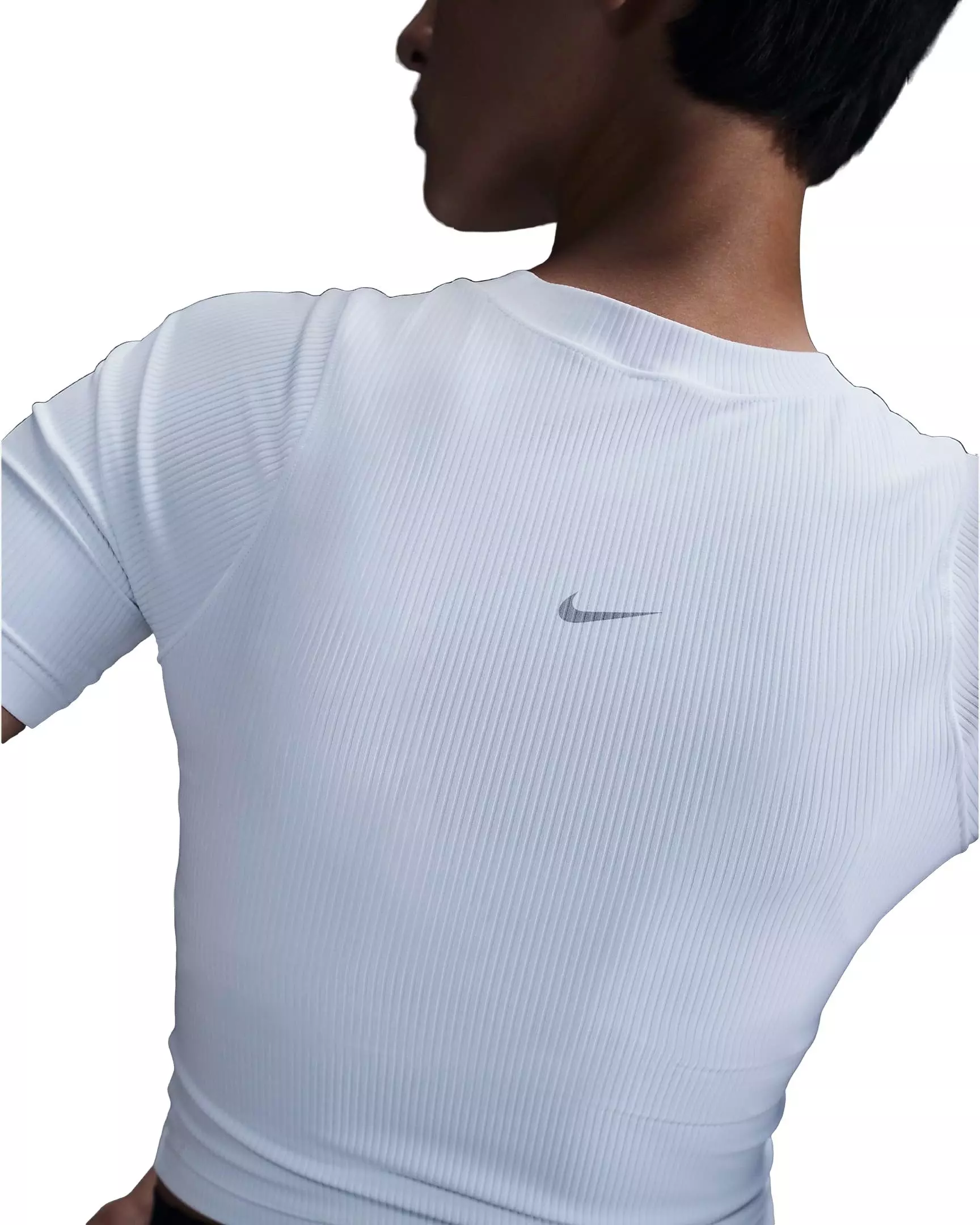 Nike Women's Zenvy Rib Dri-FIT Short Sleeve Top - WHITE