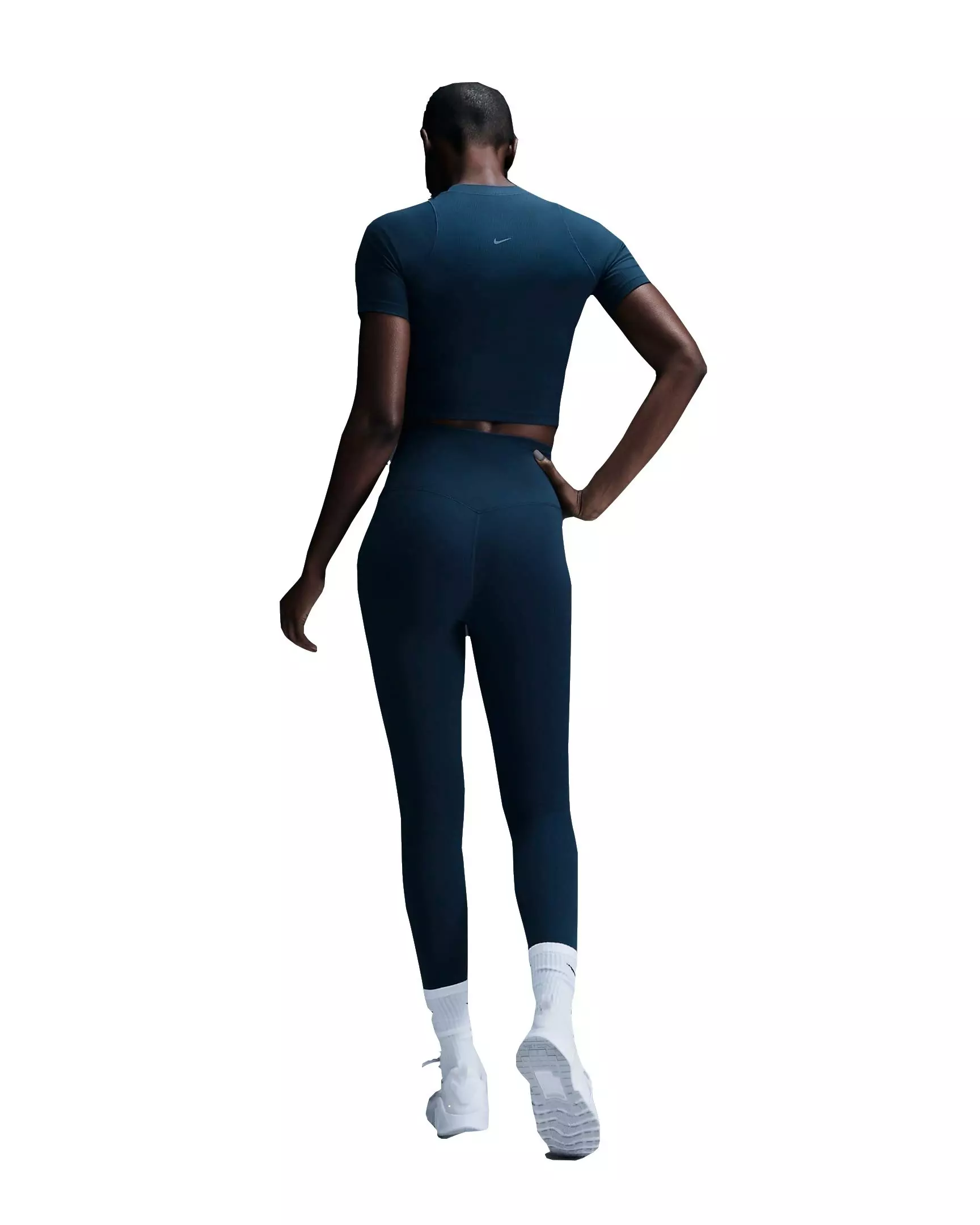 Nike Women's Zenvy Rib Dri-FIT Short Sleeve Top - BLUE