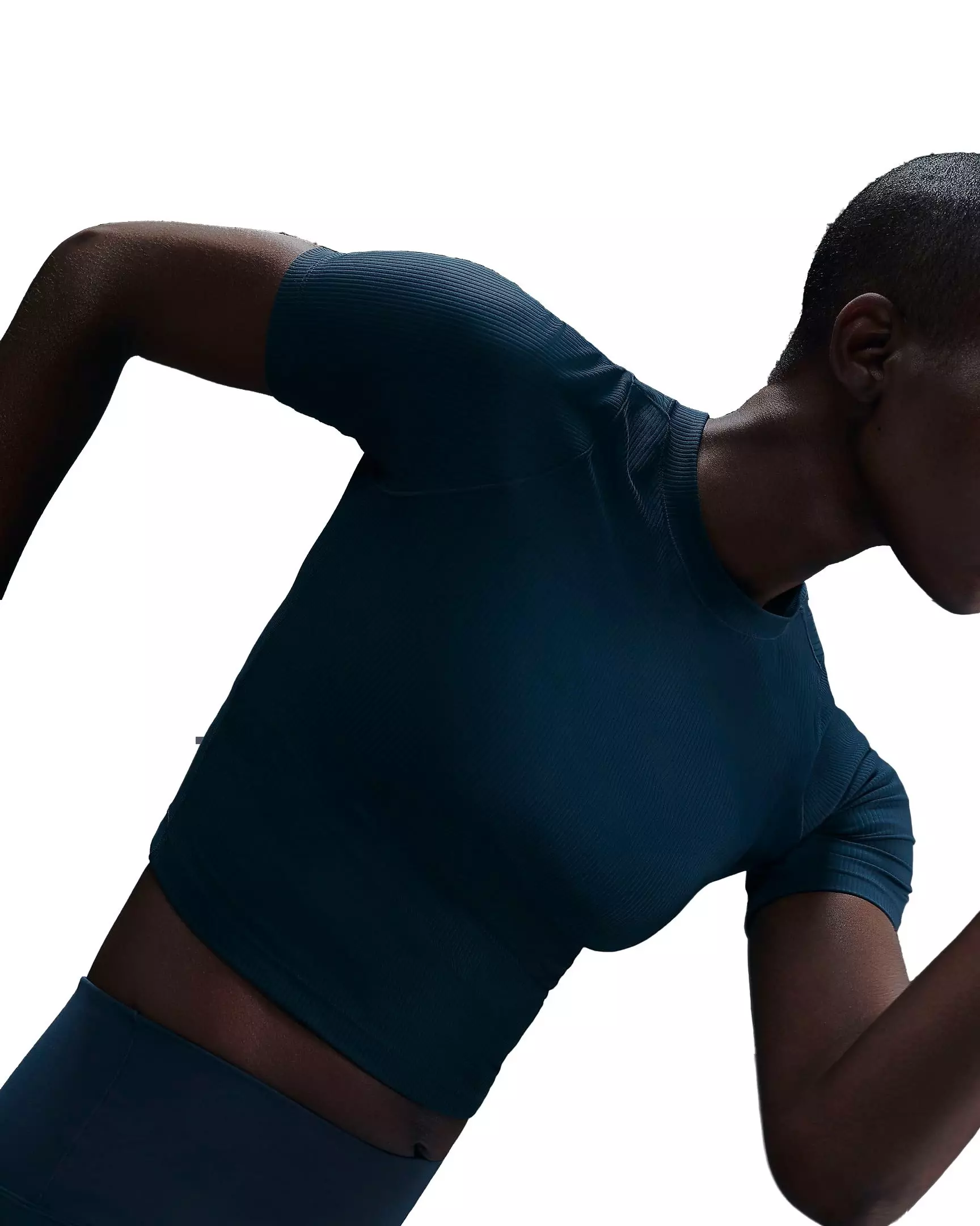 Nike Women's Zenvy Rib Dri-FIT Short Sleeve Top - BLUE