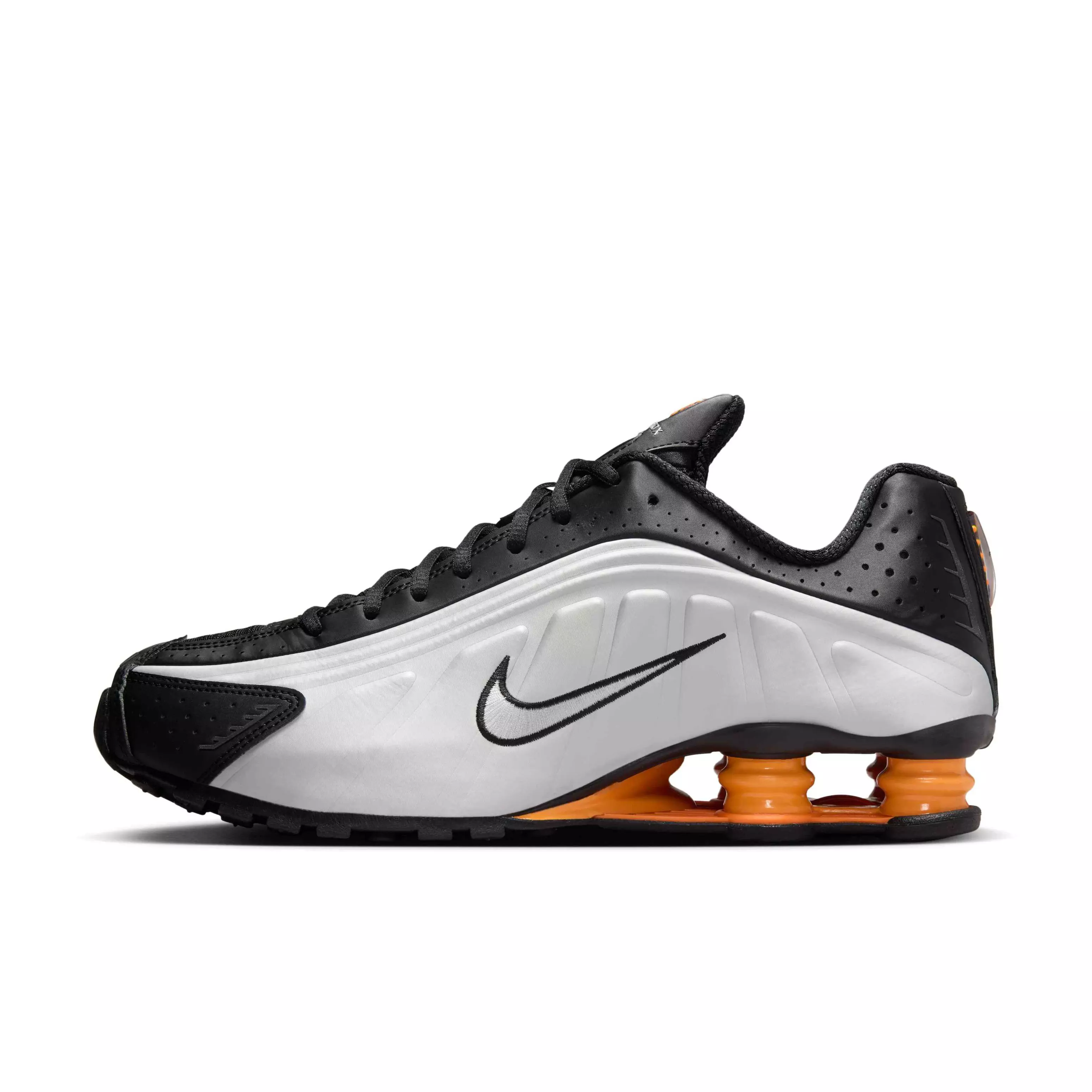 Nike Shox R4 "Black/Bright Mandarin/Metallic Silver/Vast Grey" Men's Shoe - BLACK/MANDARIN/SILVER/GREY