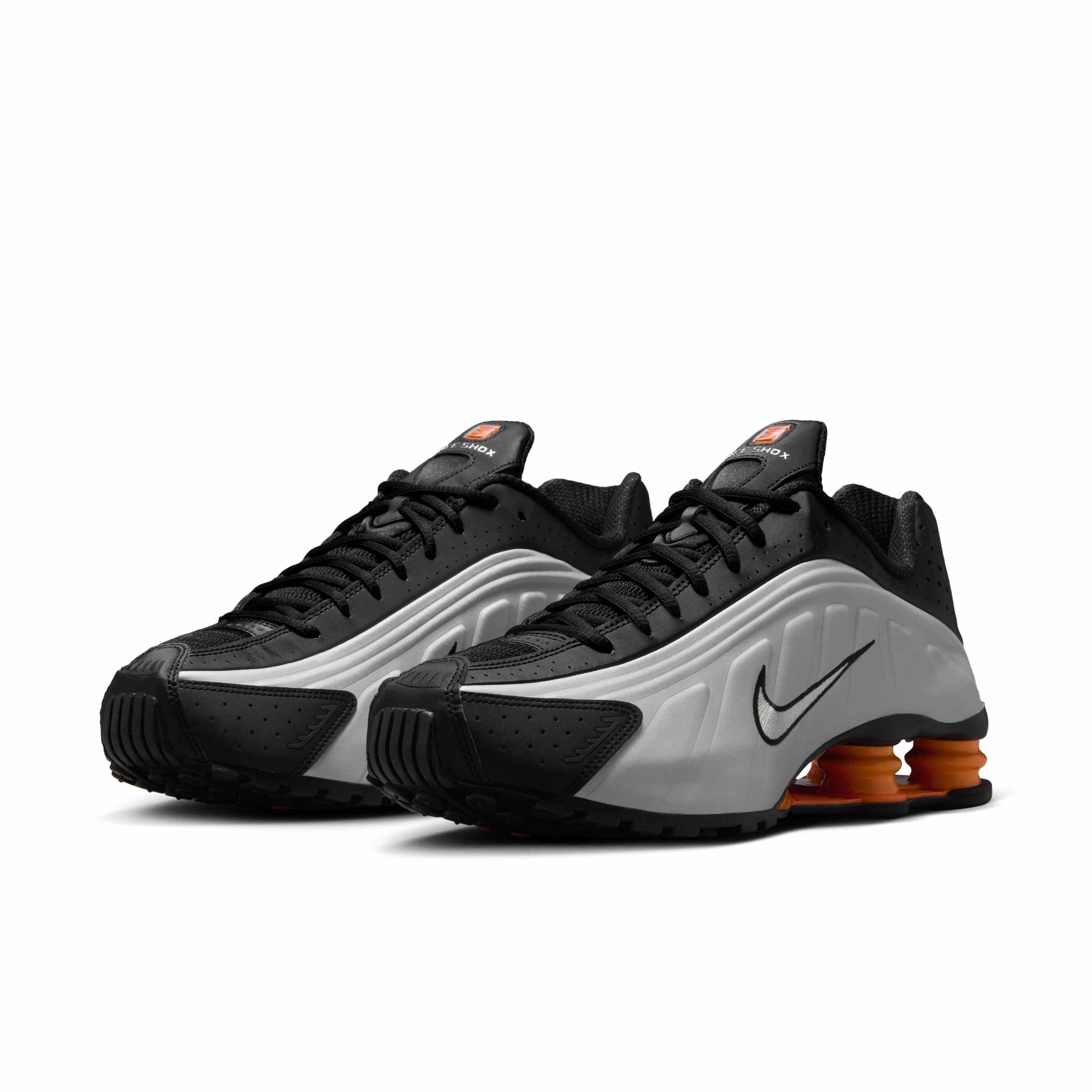 Nike Shox R4 "Black/Bright Mandarin/Metallic Silver/Vast Grey" Men's Shoe - BLACK/MANDARIN/SILVER/GREY Thumbnail View 3