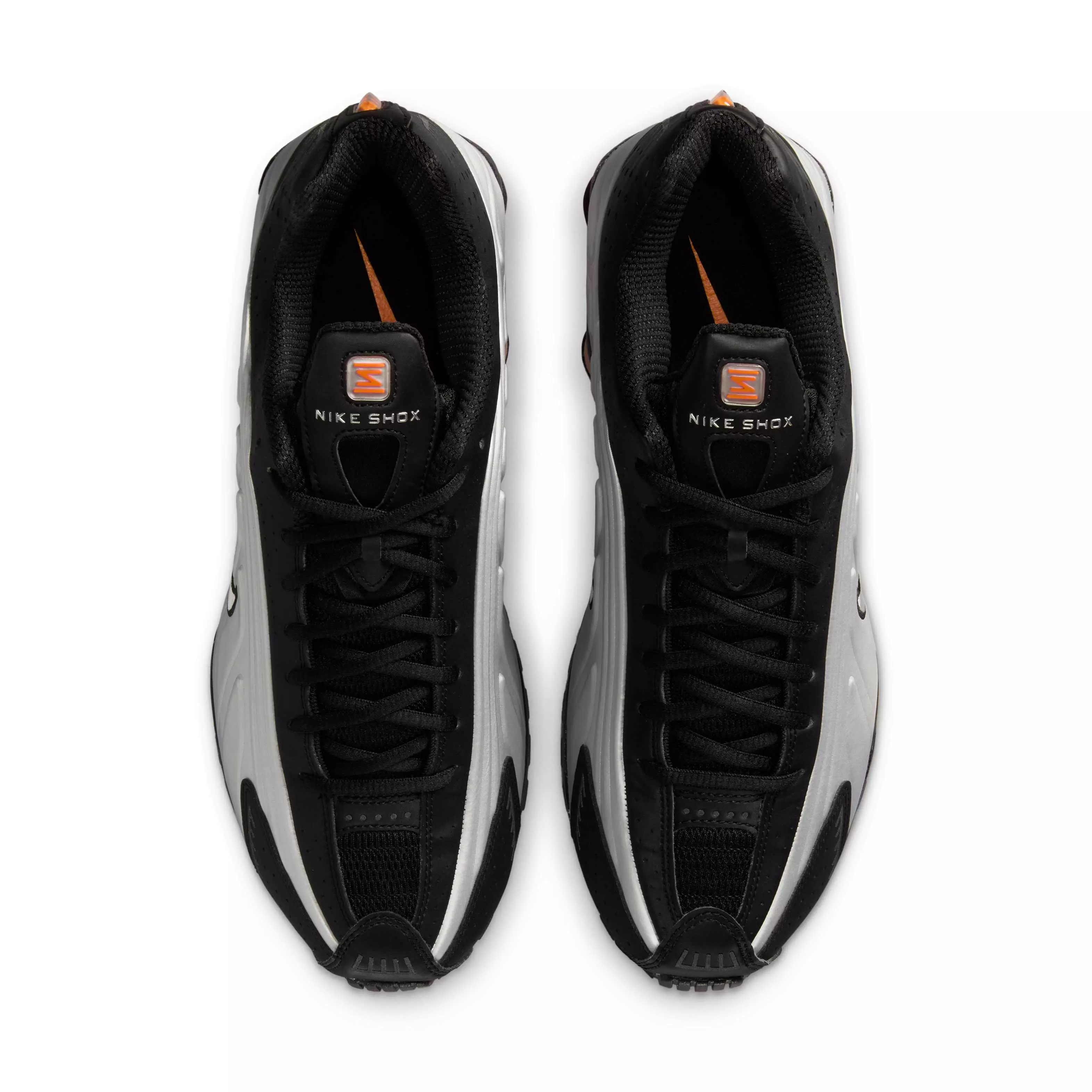 Nike Shox R4 "Black/Bright Mandarin/Metallic Silver/Vast Grey" Men's Shoe - BLACK/MANDARIN/SILVER/GREY