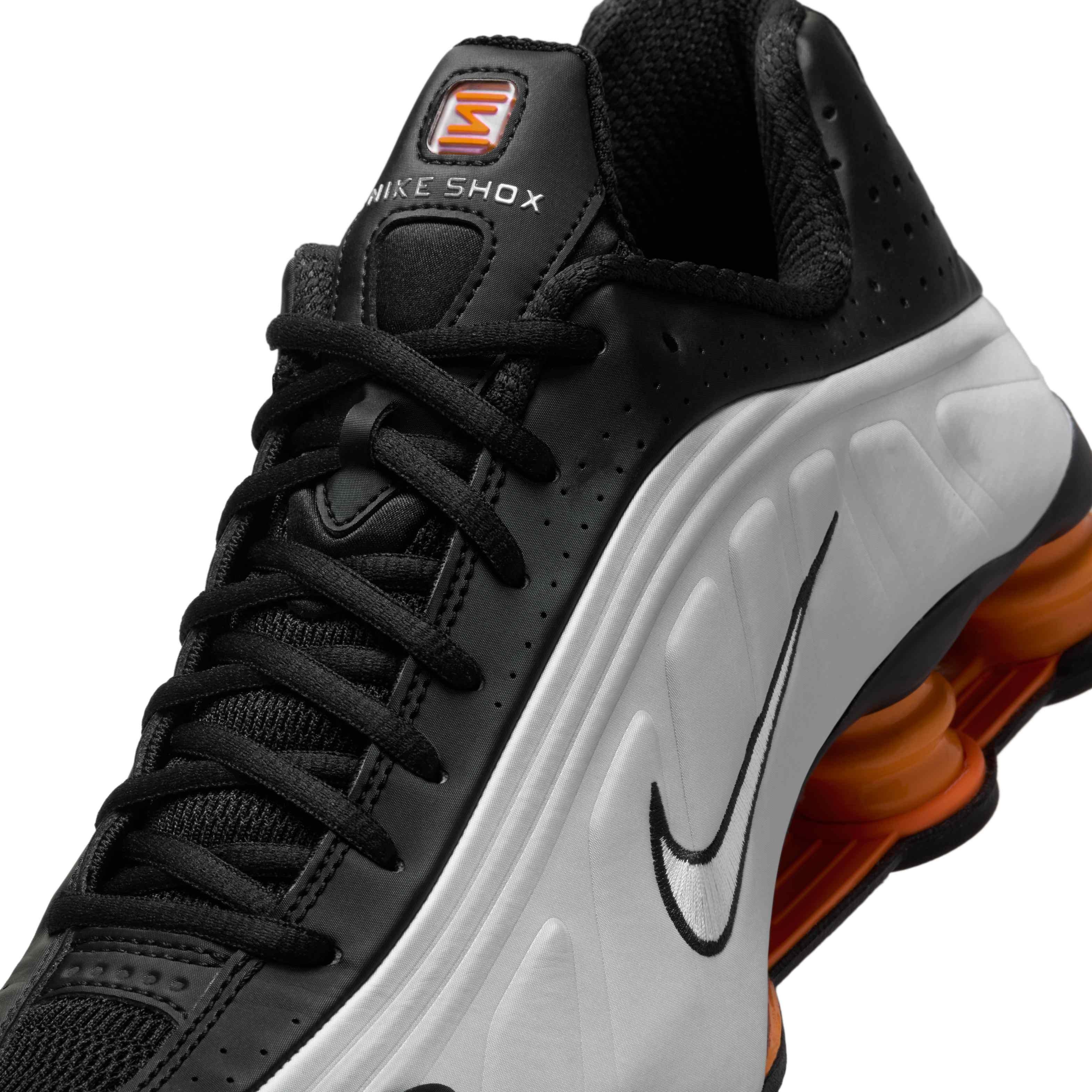 Nike Shox R4 "Black/Bright Mandarin/Metallic Silver/Vast Grey" Men's Shoe - BLACK/MANDARIN/SILVER/GREY Thumbnail View 7