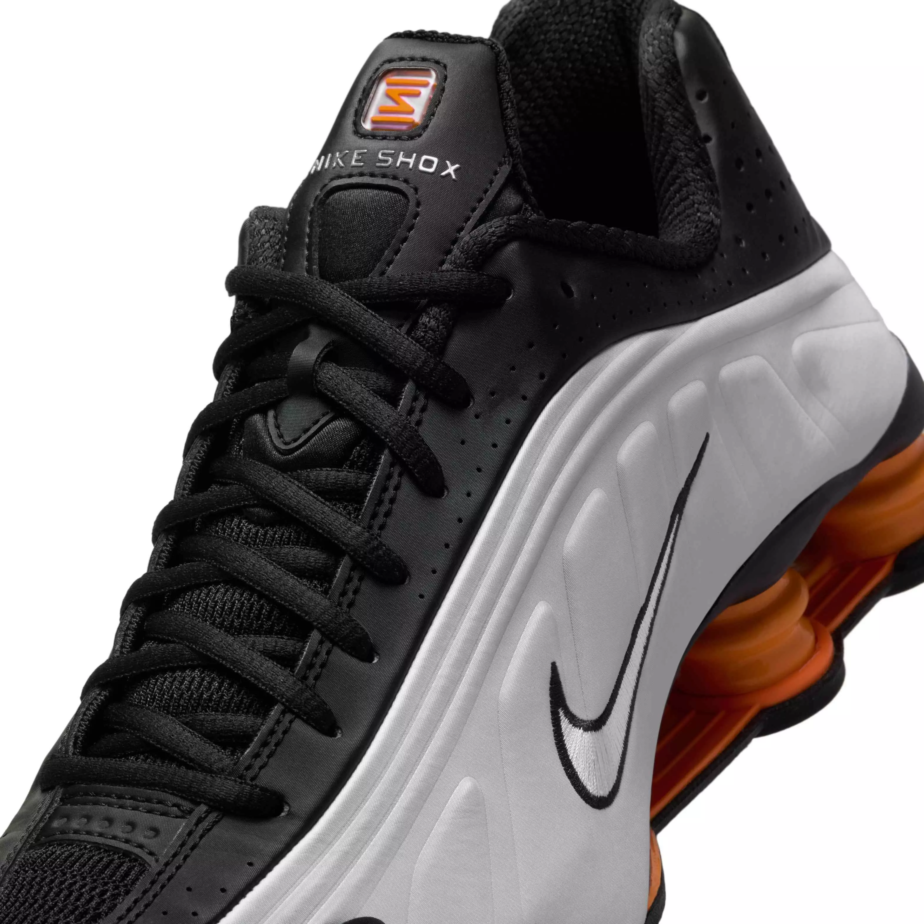 Nike Shox R4 "Black/Bright Mandarin/Metallic Silver/Vast Grey" Men's Shoe - BLACK/MANDARIN/SILVER/GREY