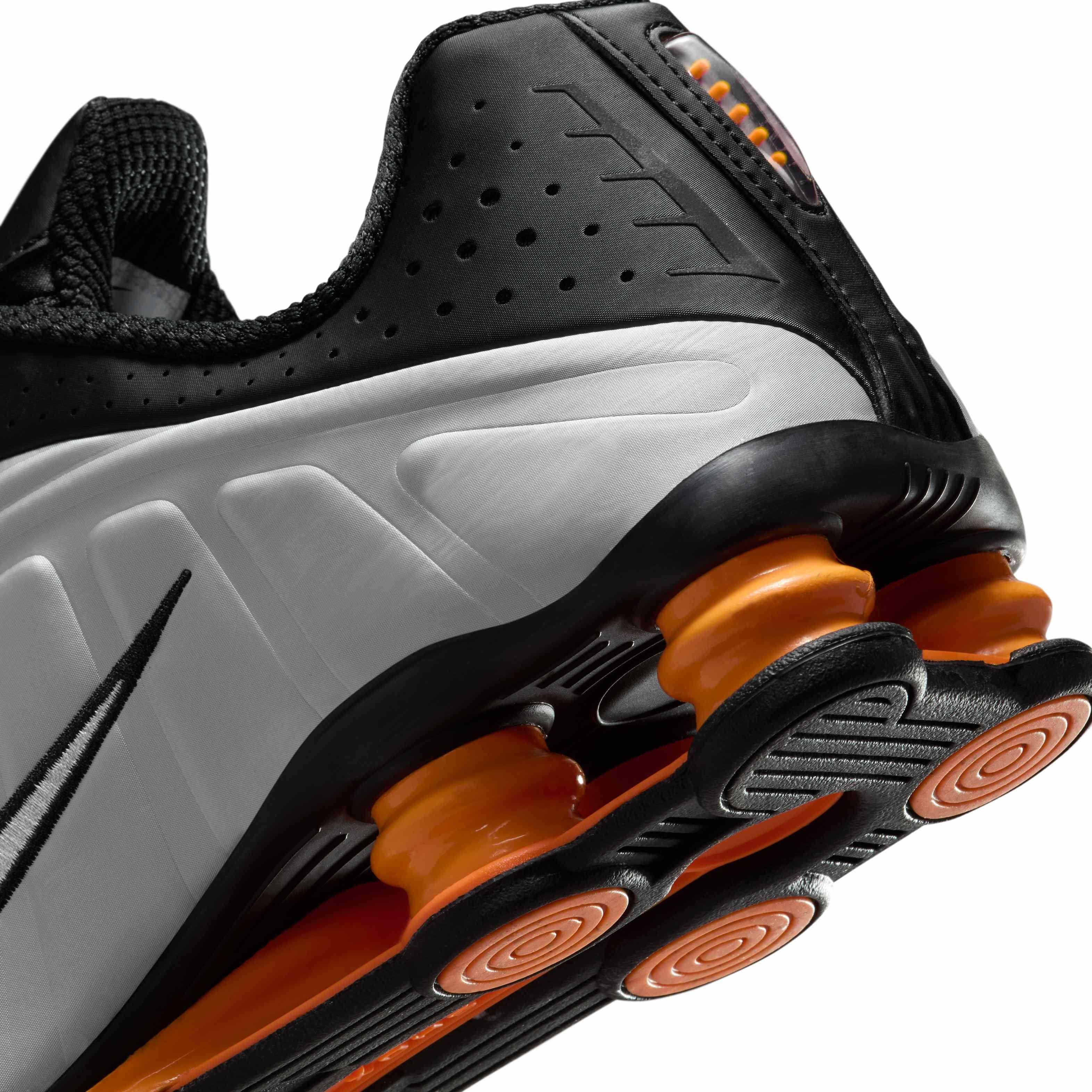 Nike Shox R4 "Black/Bright Mandarin/Metallic Silver/Vast Grey" Men's Shoe - BLACK/MANDARIN/SILVER/GREY Thumbnail View 8