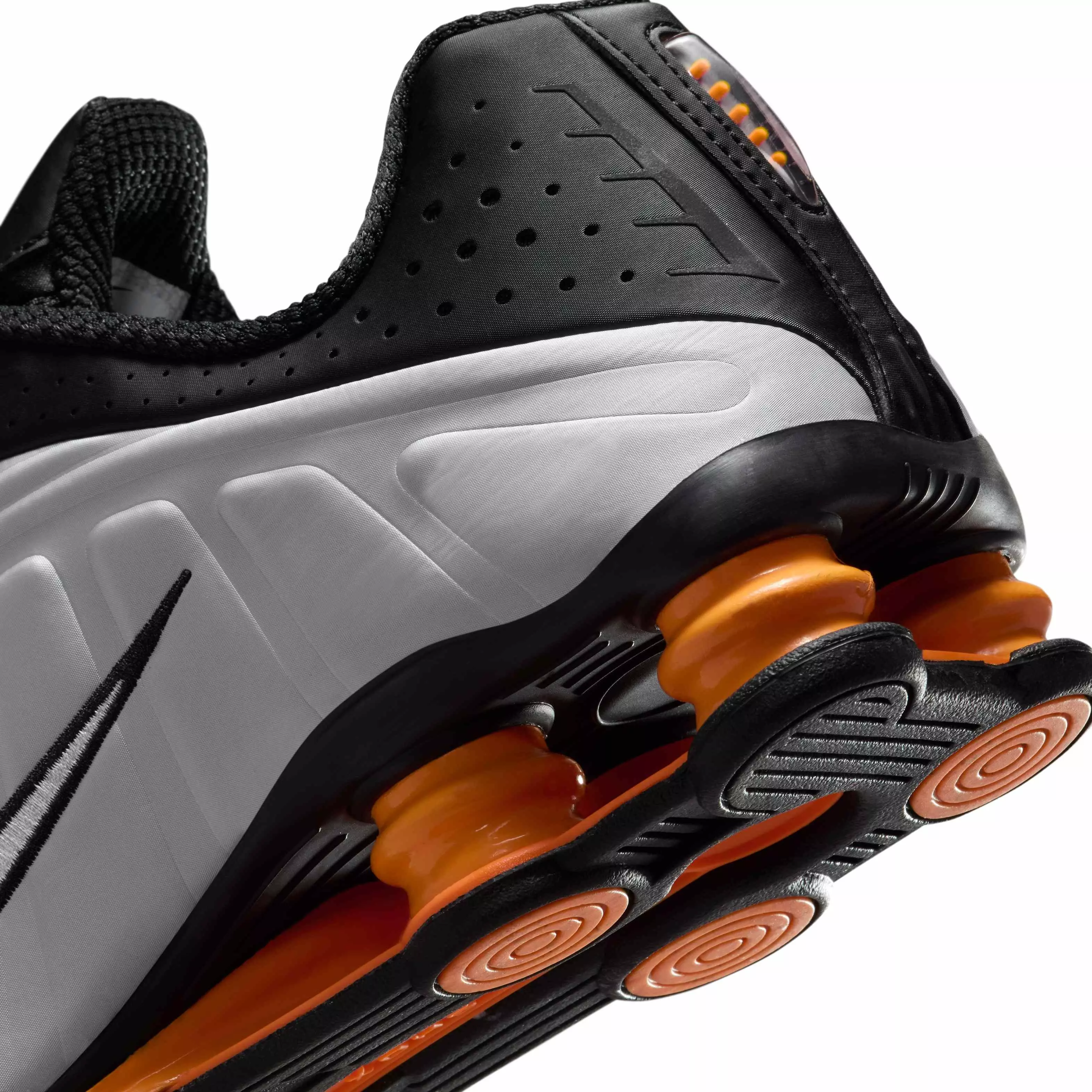 Nike Shox R4 "Black/Bright Mandarin/Metallic Silver/Vast Grey" Men's Shoe - BLACK/MANDARIN/SILVER/GREY