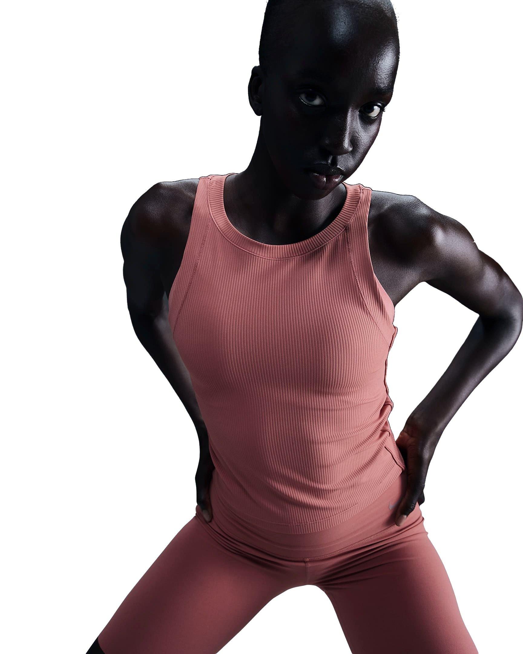 Nike Women's Zenvy Rib Dri-FIT Tank Top - PINK Thumbnail View 3