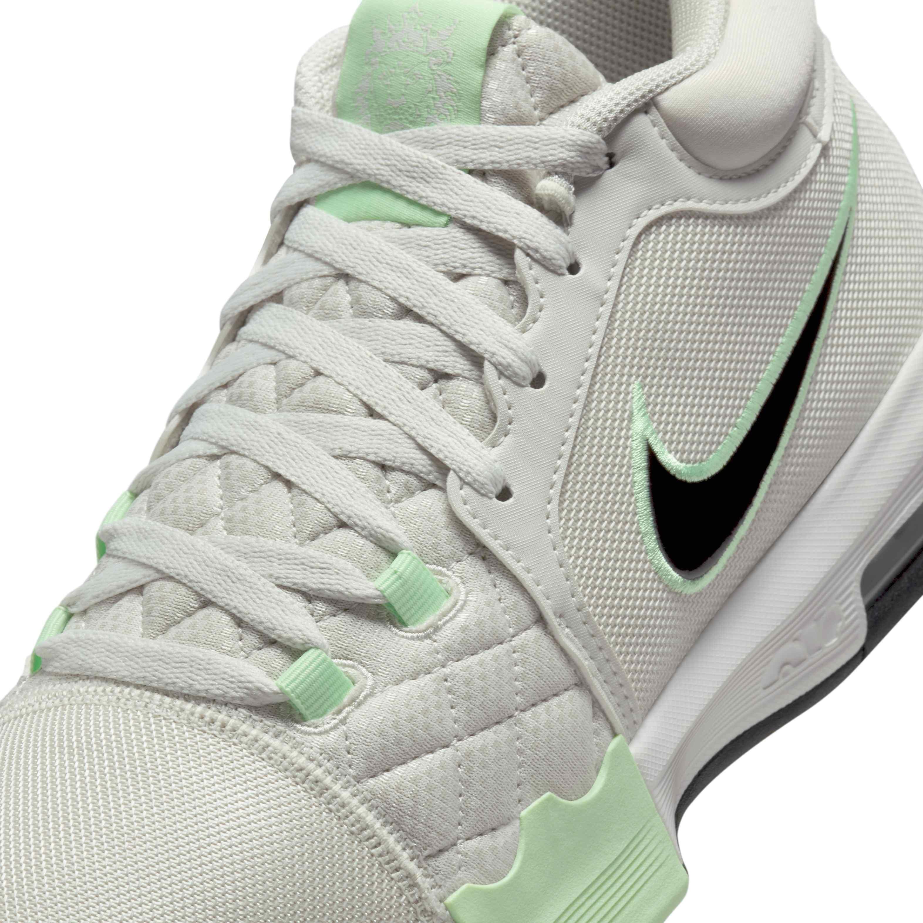 Nike LeBron Witness VIII "Light Bone/Vapor Green/Swan/Anthracite" Men's Basketball Shoe - LT BONE/GREEN/SWAN/ANTHRACITE Thumbnail View 7