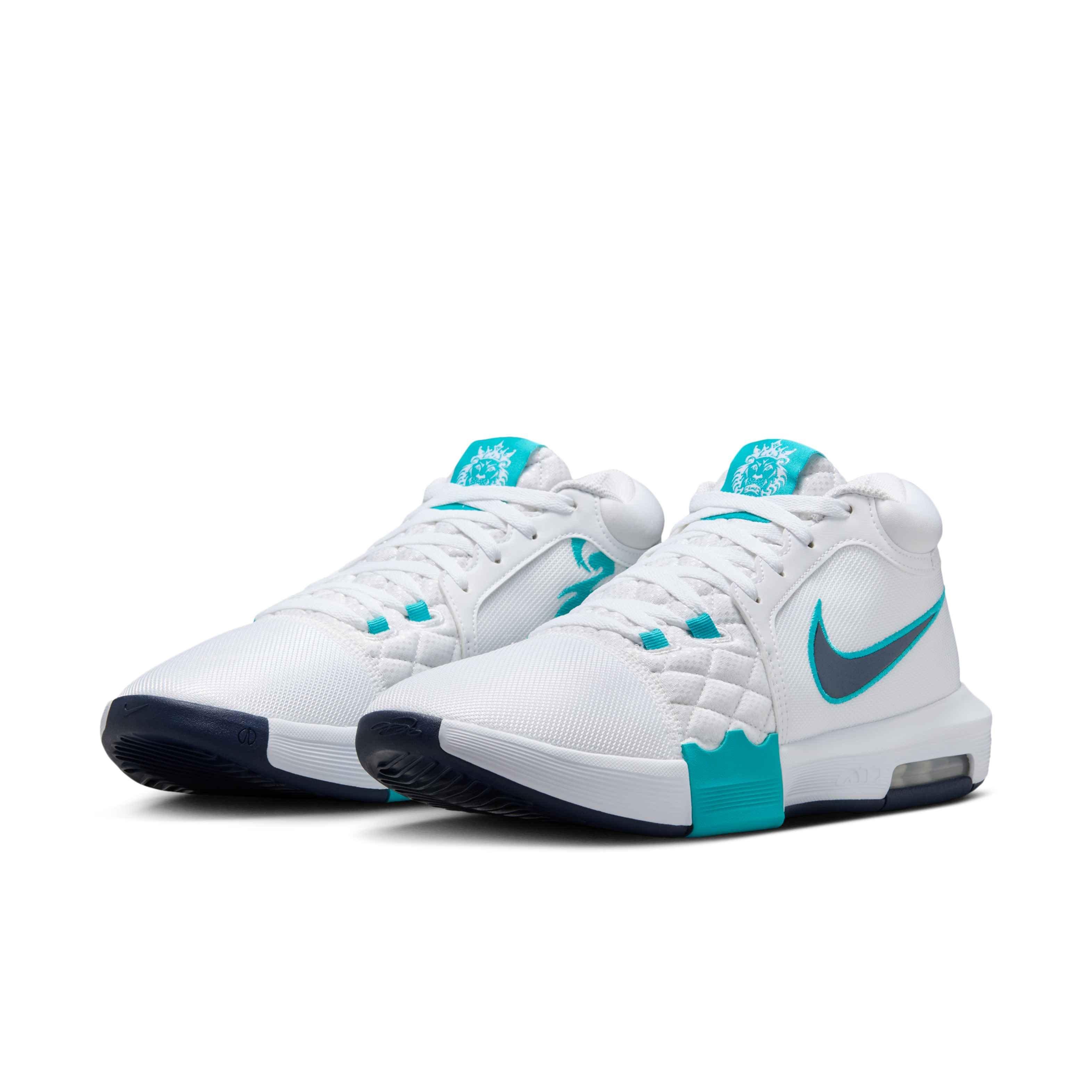 Nike LeBron Witness VIII "White/Dusty Cactus/Obsidian" Men's Basketball Shoe - WHITE/CACTUS/OBSIDIAN Thumbnail View 3
