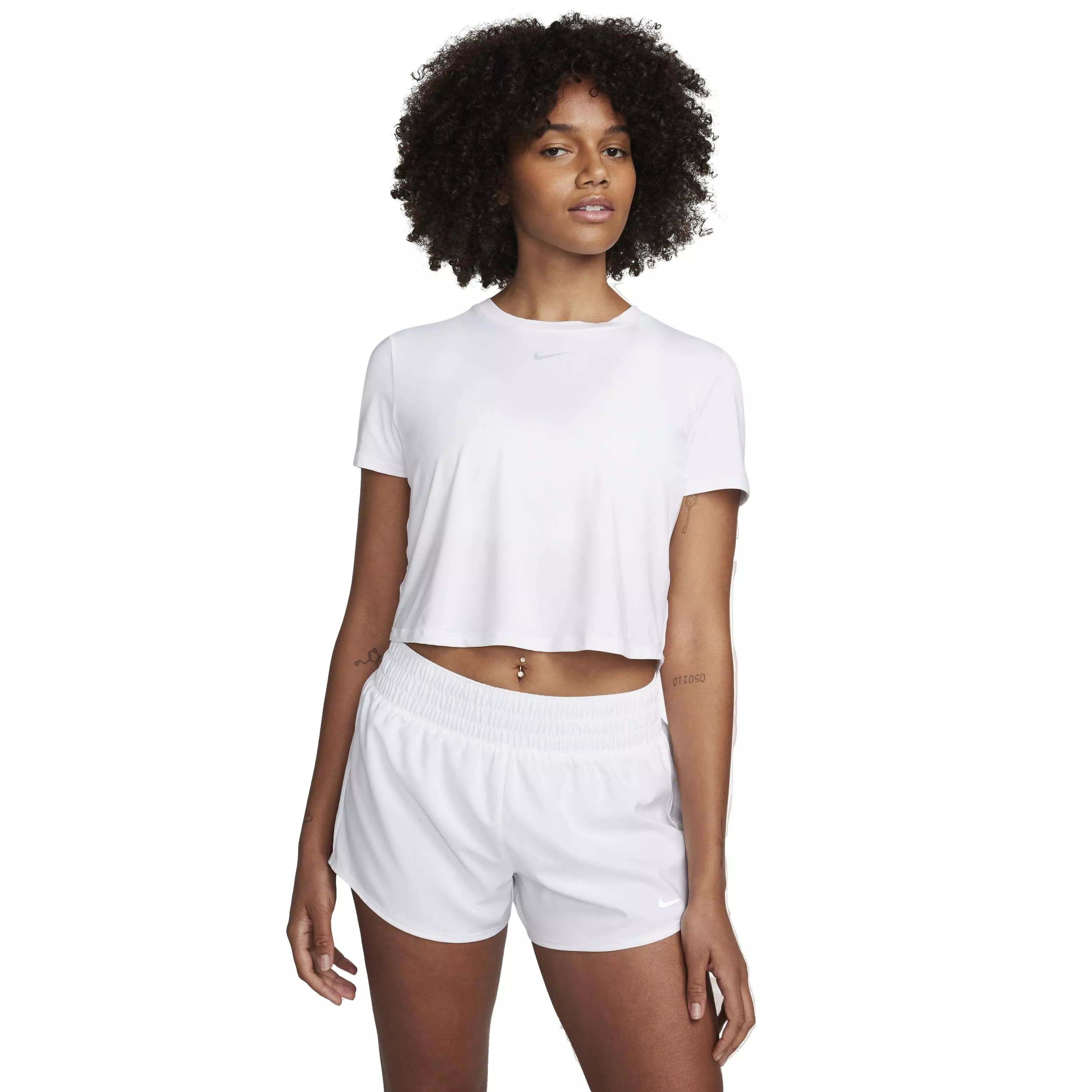 Nike Women's One Classic Dri-FIT Short Sleeve Cropped Top - WHITE