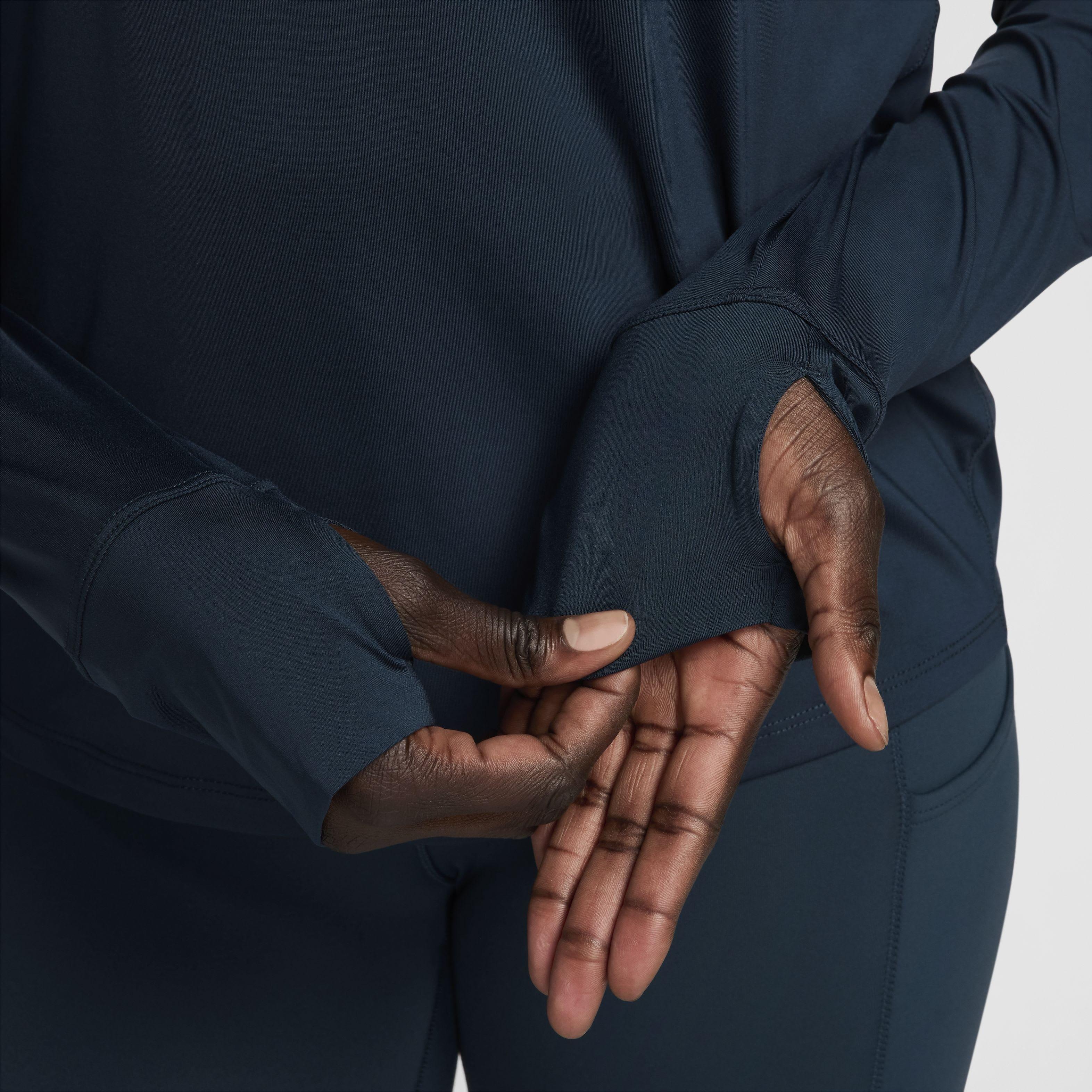 Nike Women's One Classic Dri-FIT Long Sleeve Top - DARK BLUE Thumbnail View 4