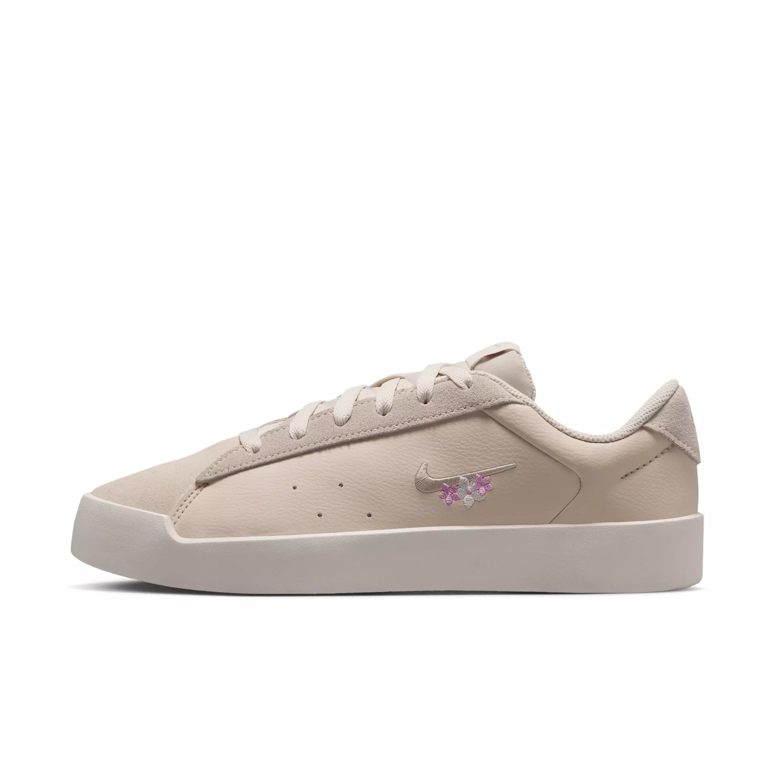Nike Court Heritage SE Stitched Floral "Light Brown/Phantom/Bleached Lilac/Cream II" Women's Shoe - LT BROWN/PHANTOM/LILAC/CREAM