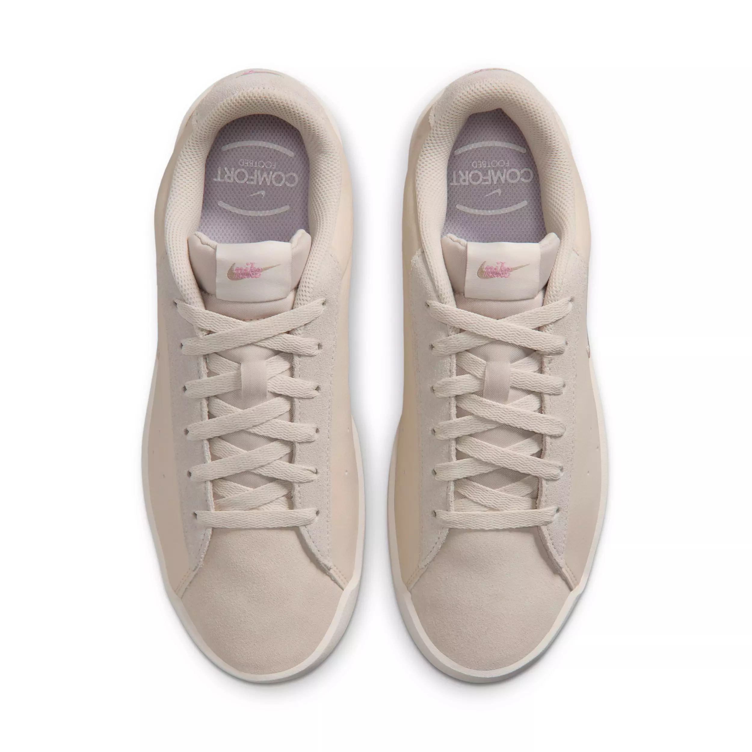 Nike Court Heritage SE Stitched Floral "Light Brown/Phantom/Bleached Lilac/Cream II" Women's Shoe - LT BROWN/PHANTOM/LILAC/CREAM
