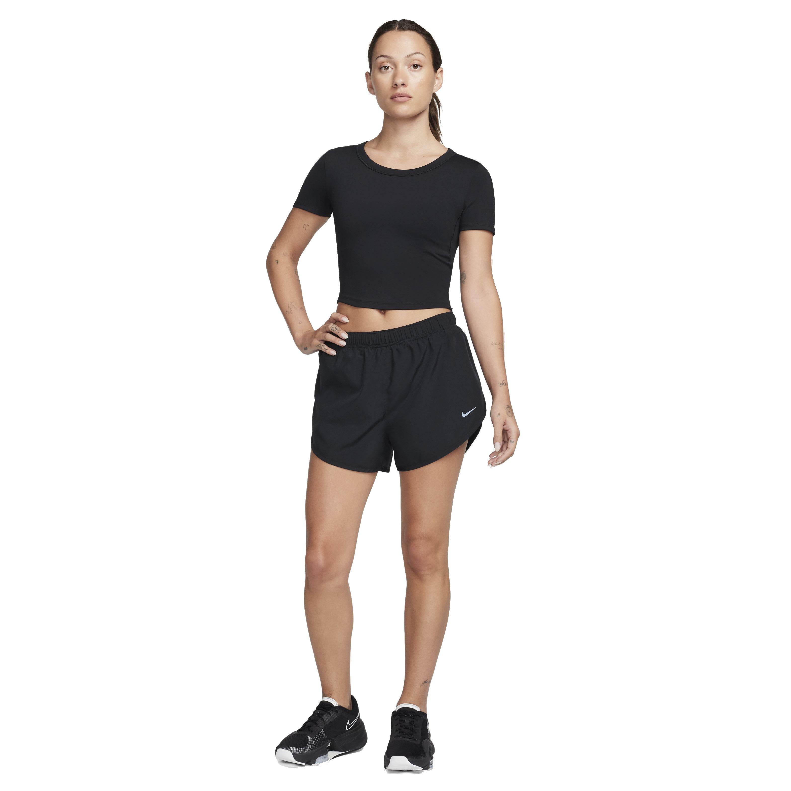 Nike Women's One Fitted Dri-FIT Short Sleeve Cropped Top - BLACK Thumbnail View 5