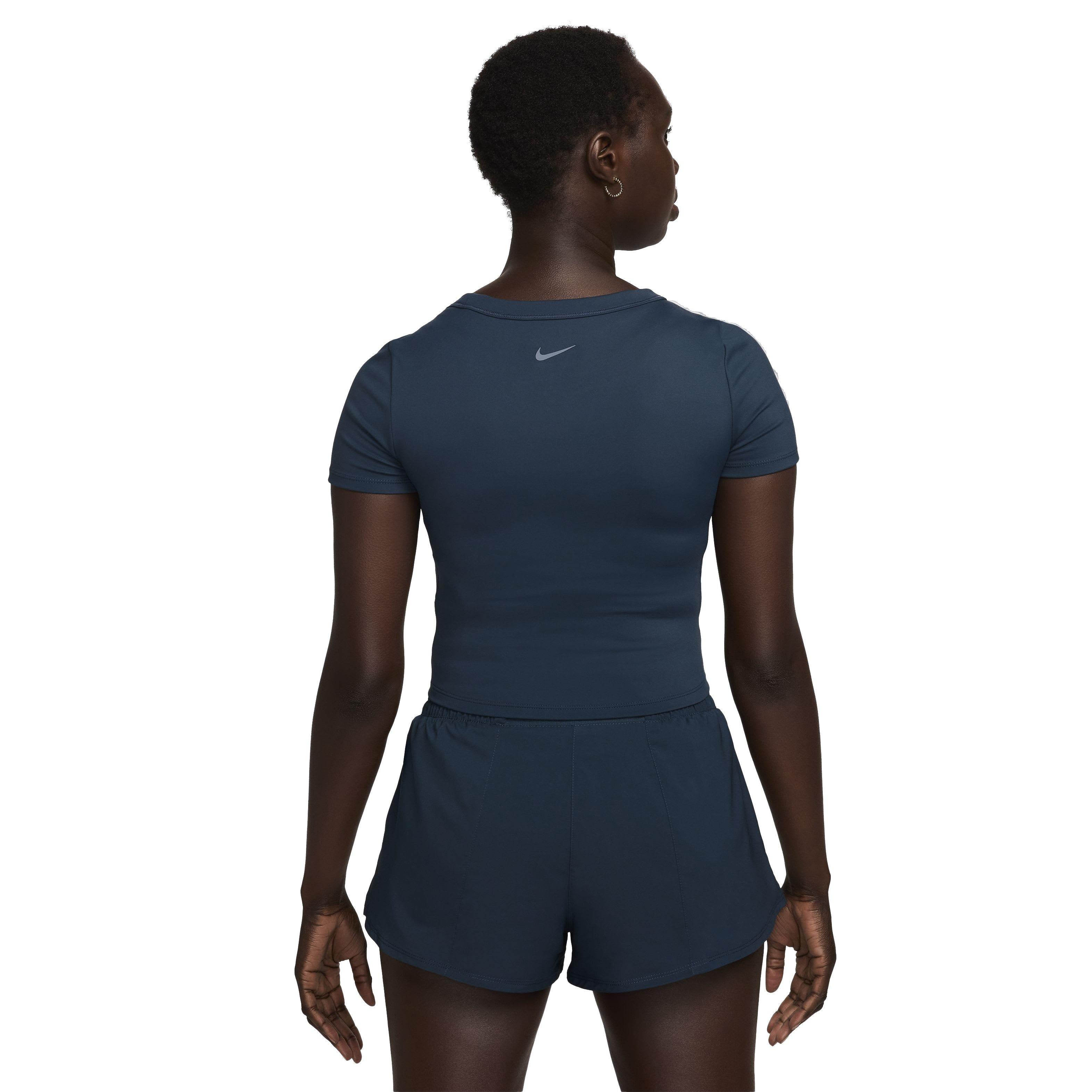Nike Women's One Fitted Dri-FIT Short Sleeve Cropped Top - DARK BLUE Thumbnail View 2