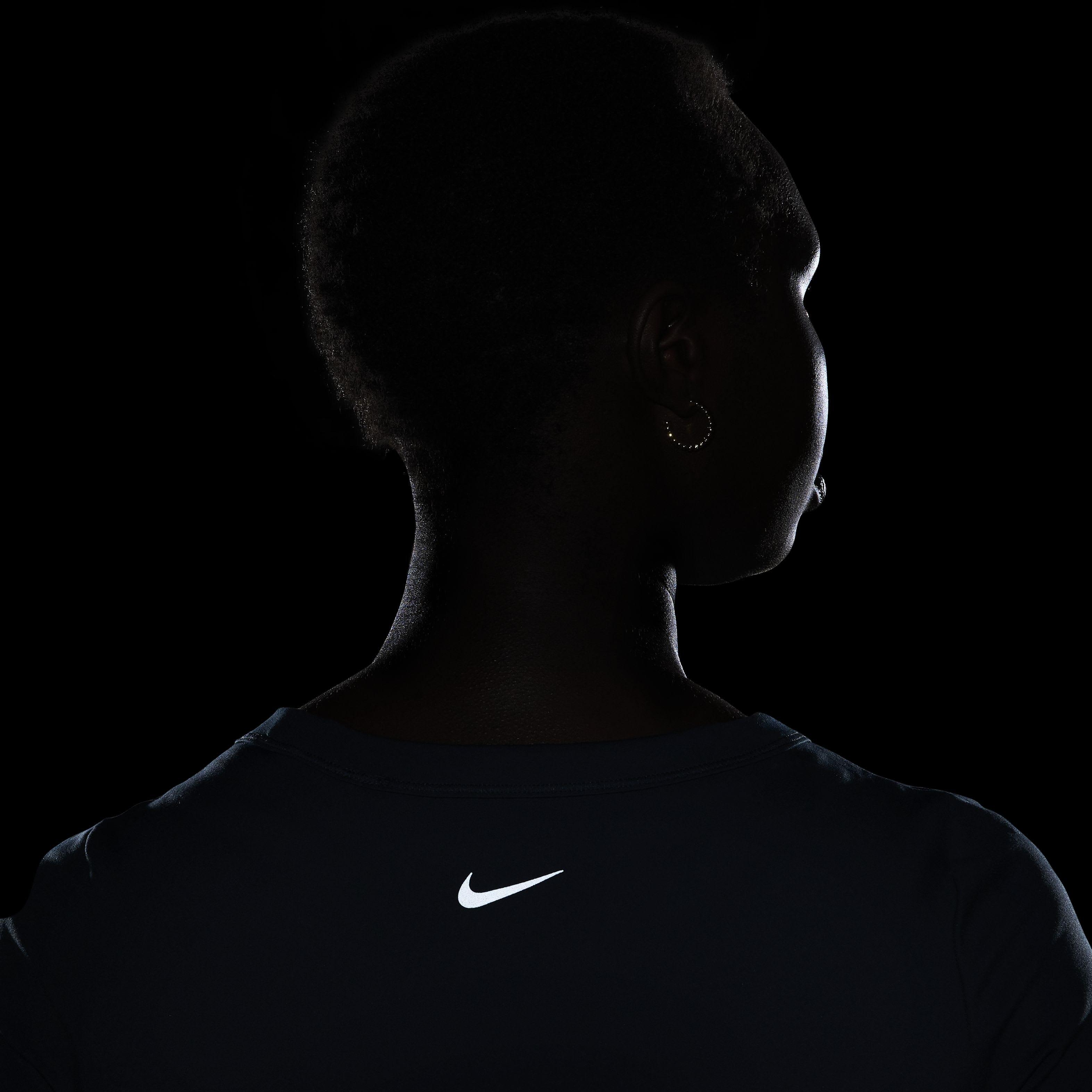 Nike Women's One Fitted Dri-FIT Short Sleeve Cropped Top - DARK BLUE Thumbnail View 5