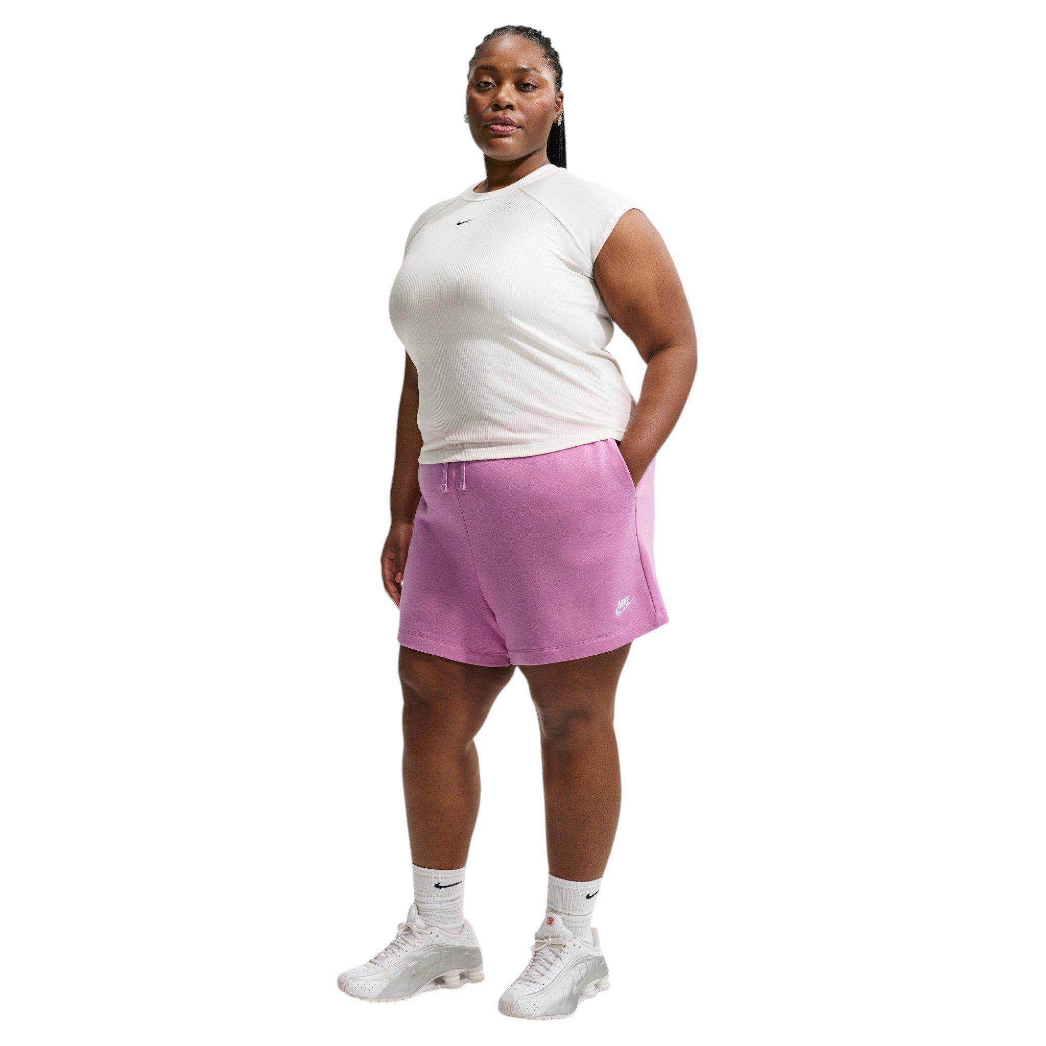 Nike Women's Sportswear Club Fleece Mid-Rise Shorts - Light Magenta - LIGHT MAGENTA